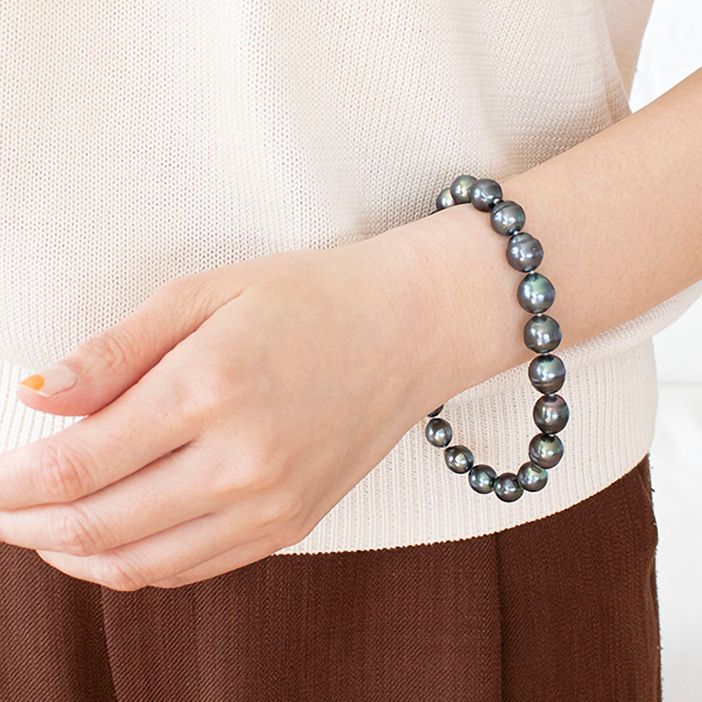 パール ブレスレット(黒蝶真珠/9~10mm/6月誕生石)《23T10237》