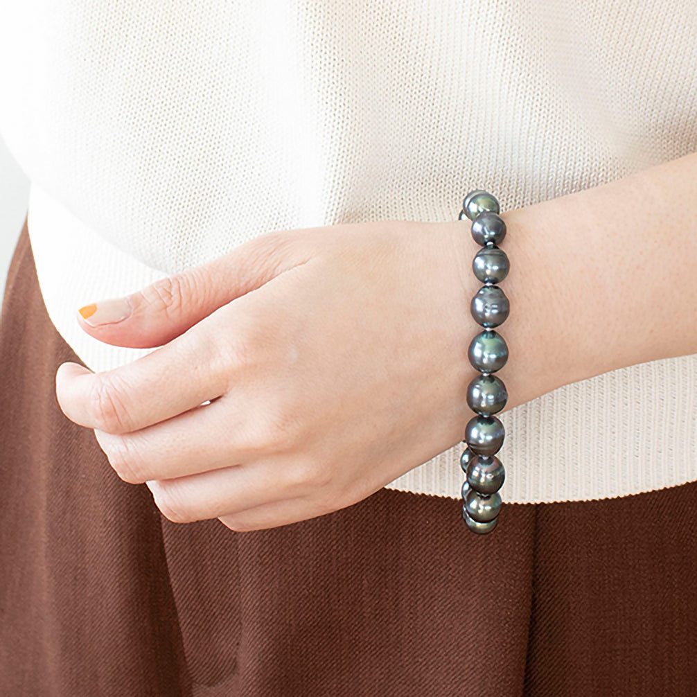 パール ブレスレット(黒蝶真珠/9~10mm/6月誕生石)《23T10237》
