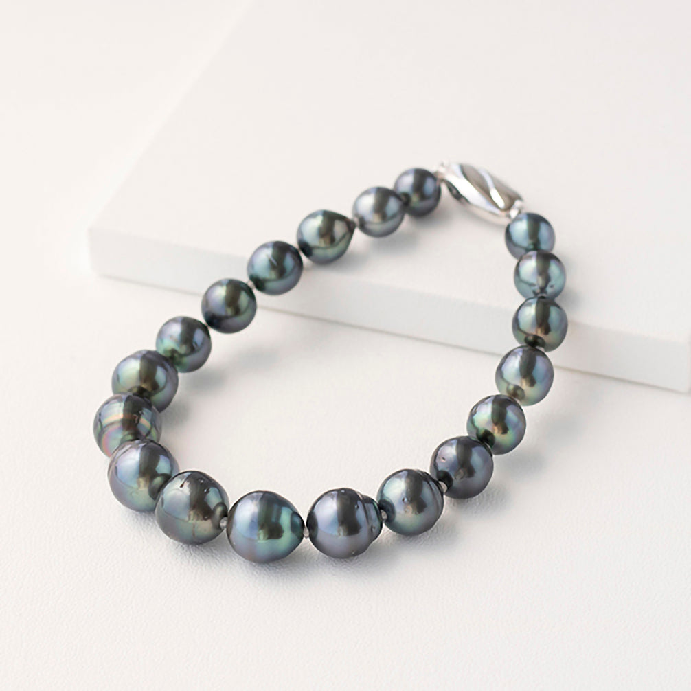 パール ブレスレット(黒蝶真珠/9~10mm/6月誕生石)《23T10237》