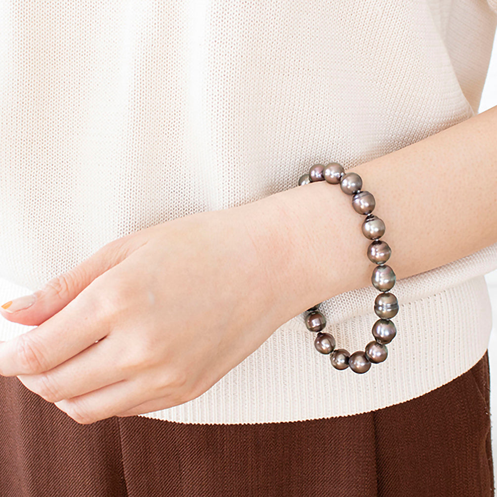 パール ブレスレット(黒蝶真珠/9~10mm/6月誕生石)《23T10238》