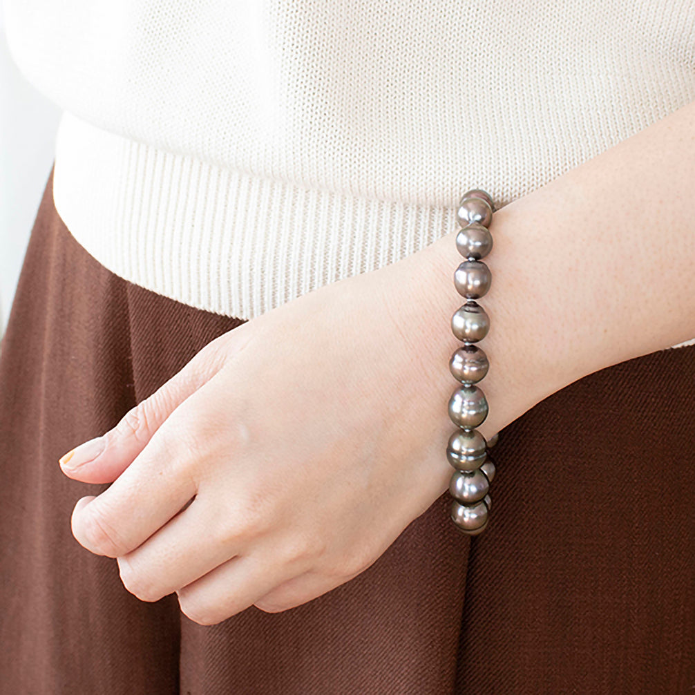 パール ブレスレット(黒蝶真珠/9~10mm/6月誕生石)《23T10238》