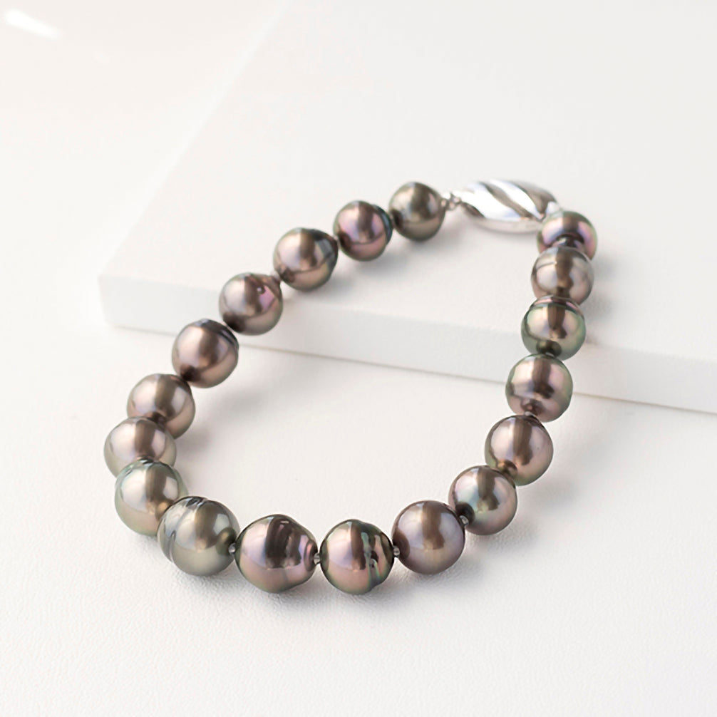 パール ブレスレット(黒蝶真珠/9~10mm/6月誕生石)《23T10238》