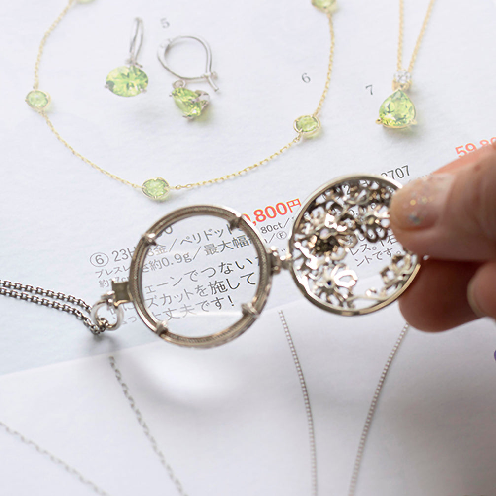 サファイア/ホワイトトパーズ シルバーネックレス(ルーペ付き/70cm/ロング/9月誕生石)《23T10244》