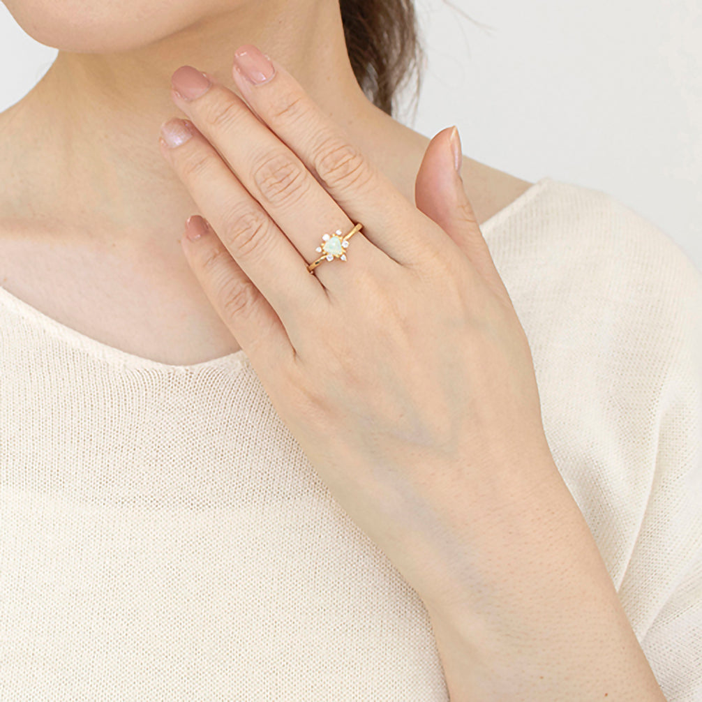 【限定1点】オパール/ダイヤモンド K18リング(10月誕生石)《23T10257》