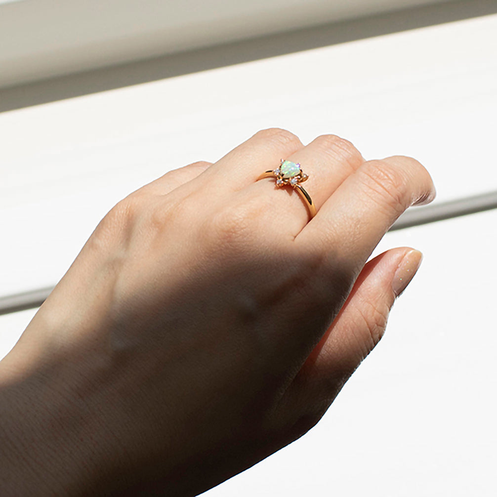 【限定1点】オパール/ダイヤモンド K18リング(10月誕生石)《23T10257》