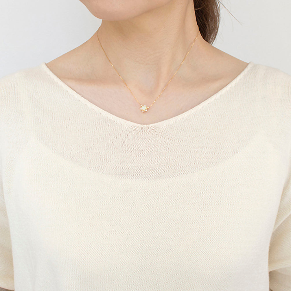 【限定1点】オパール/ダイヤモンド K18ネックレス(10月誕生石)《23T10258》