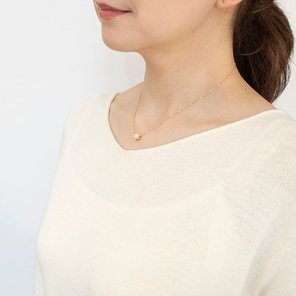 【限定1点】オパール/ダイヤモンド K18ネックレス(10月誕生石)《23T10258》