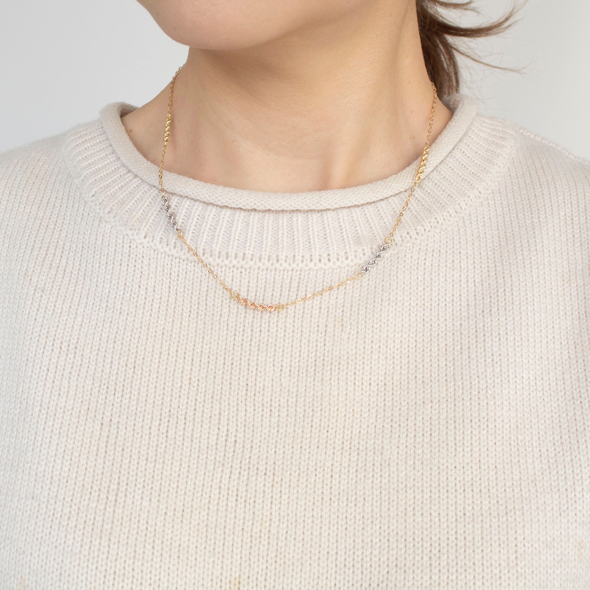 K18YG/WG/PGネックレス(スリーカラー/イタリア製)《23T10306》