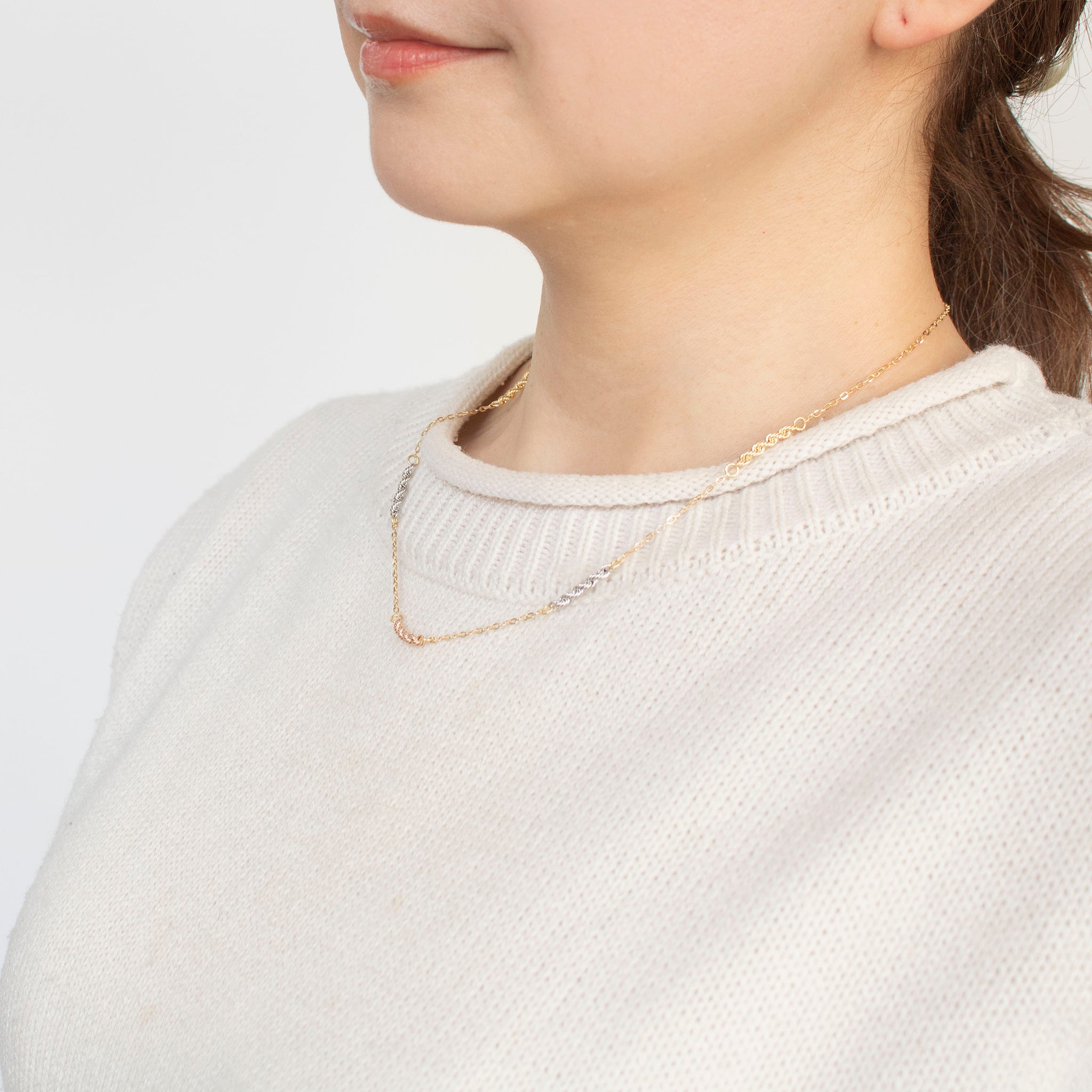 K18YG/WG/PGネックレス(スリーカラー/イタリア製)《23T10306》