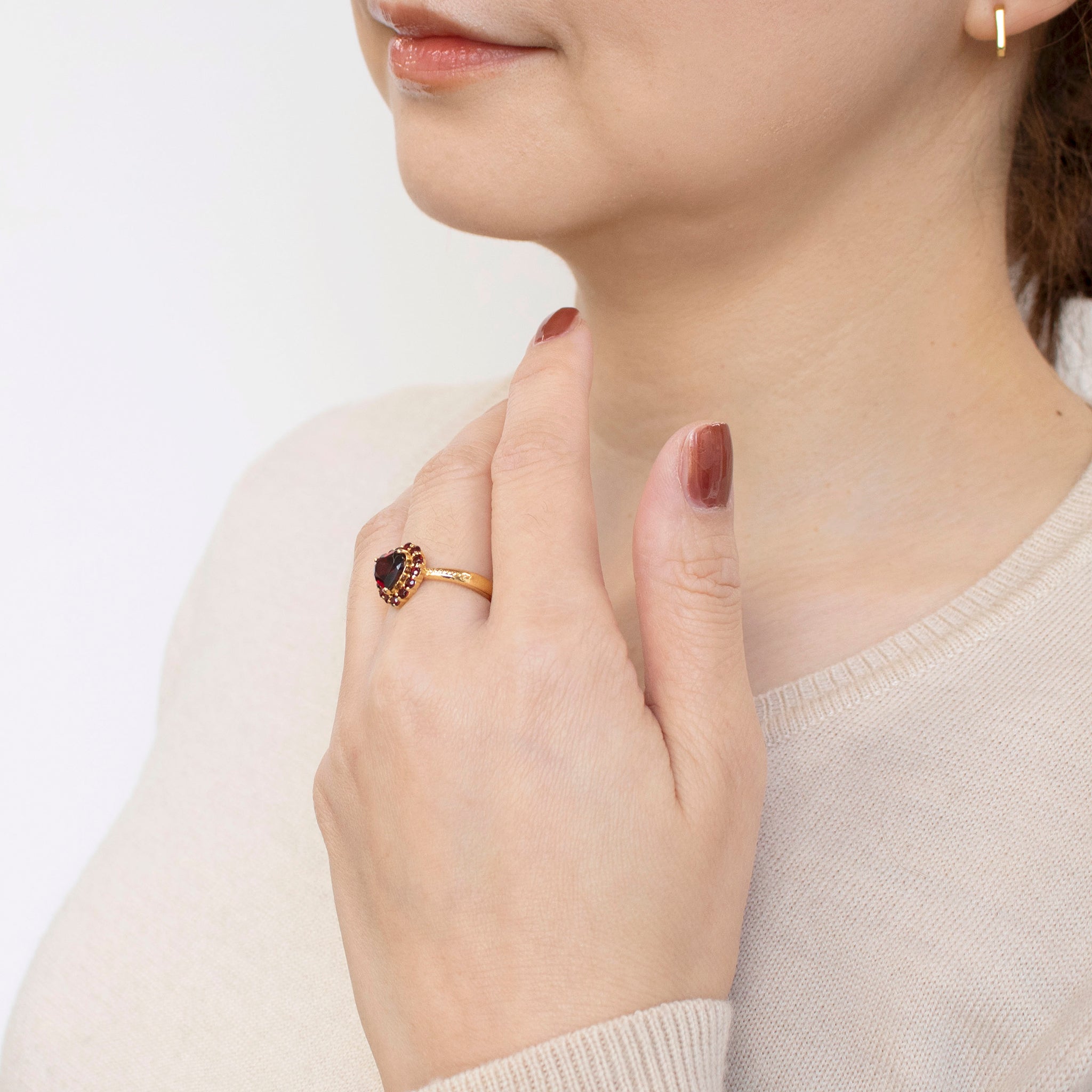 ガーネット シルバーリング(ハートシェイプ/1月誕生石)《23T10327》