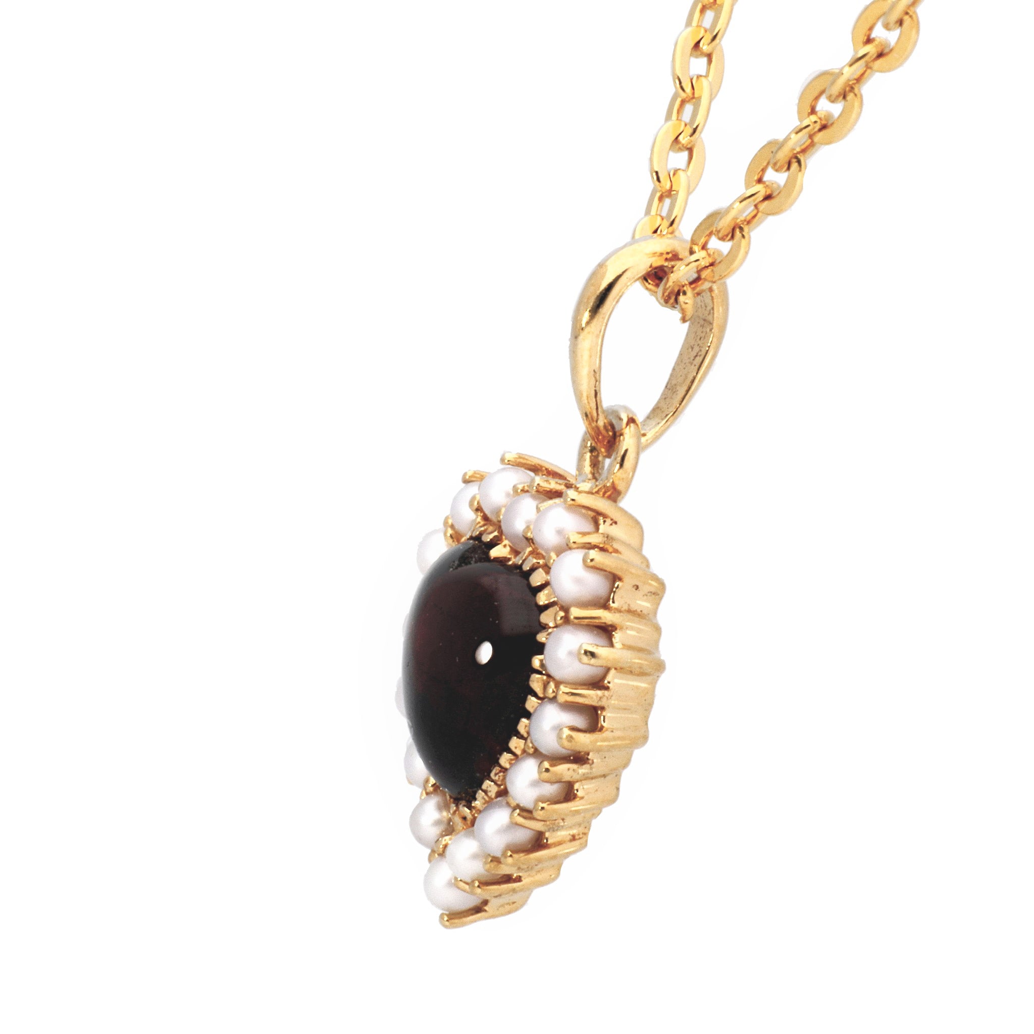 ガーネット シルバーネックレス(ハートシェイプ/1月誕生石)《23T10328》