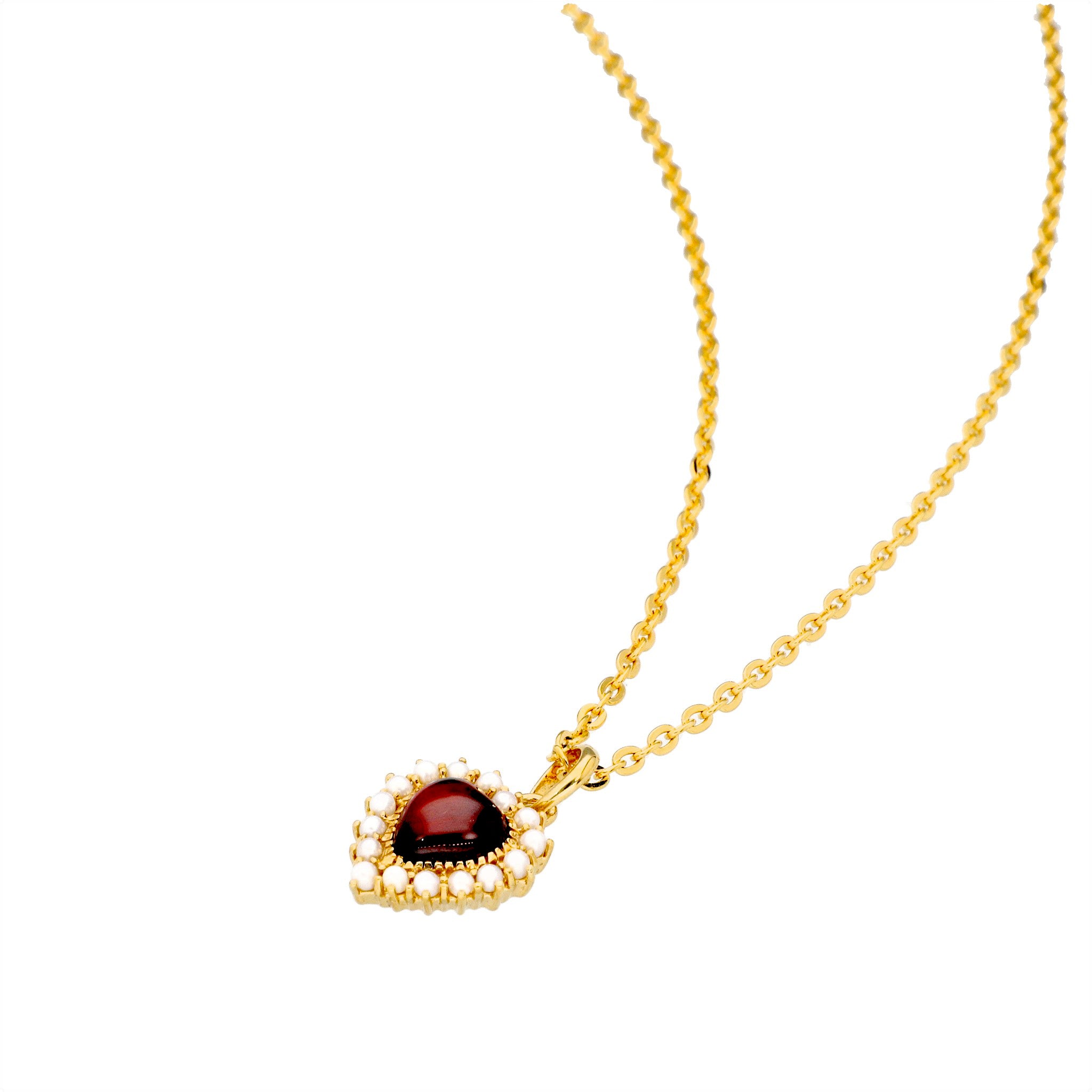 ガーネット シルバーネックレス(ハートシェイプ/1月誕生石)《23T10328》