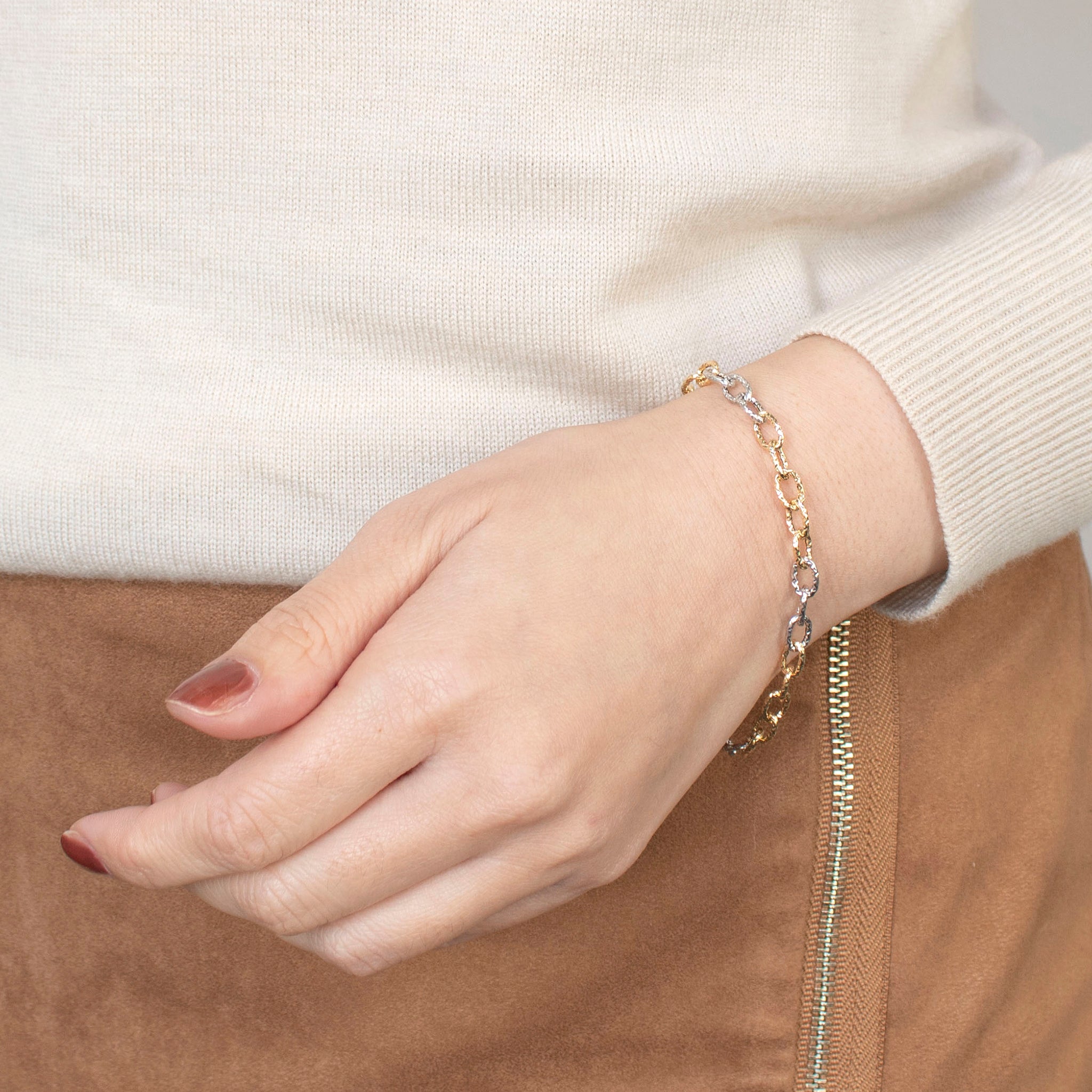 K18ブレスレット(イタリア製/コンビカラー)《23T10343》