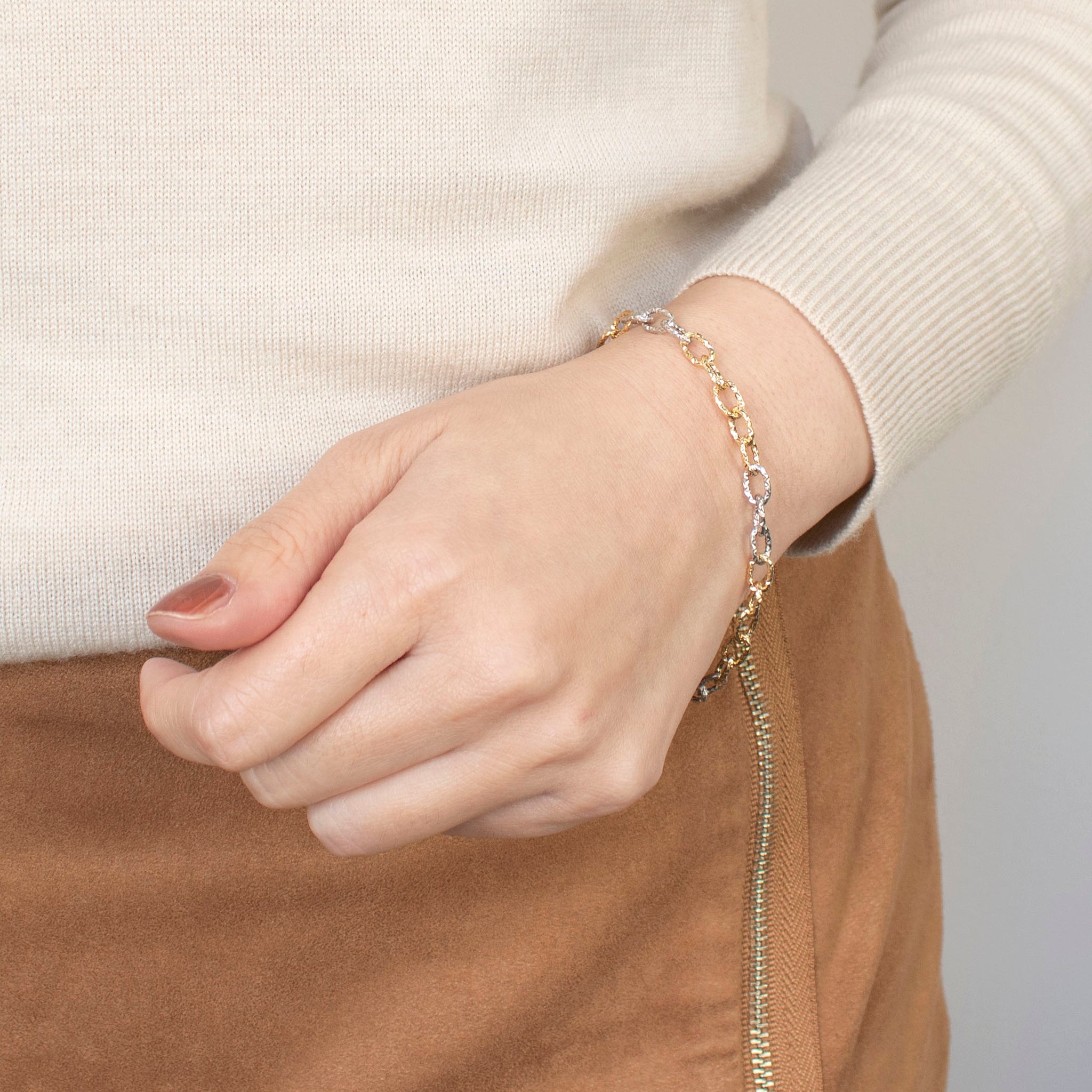 K18ブレスレット(イタリア製/コンビカラー)《23T10343》