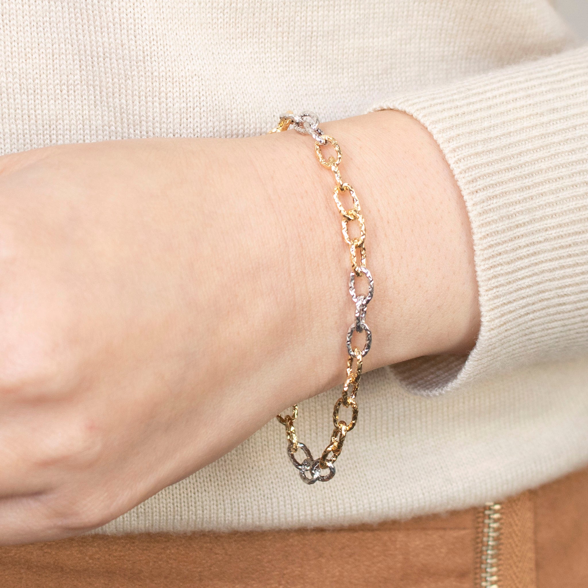 K18ブレスレット(イタリア製/コンビカラー)《23T10343》