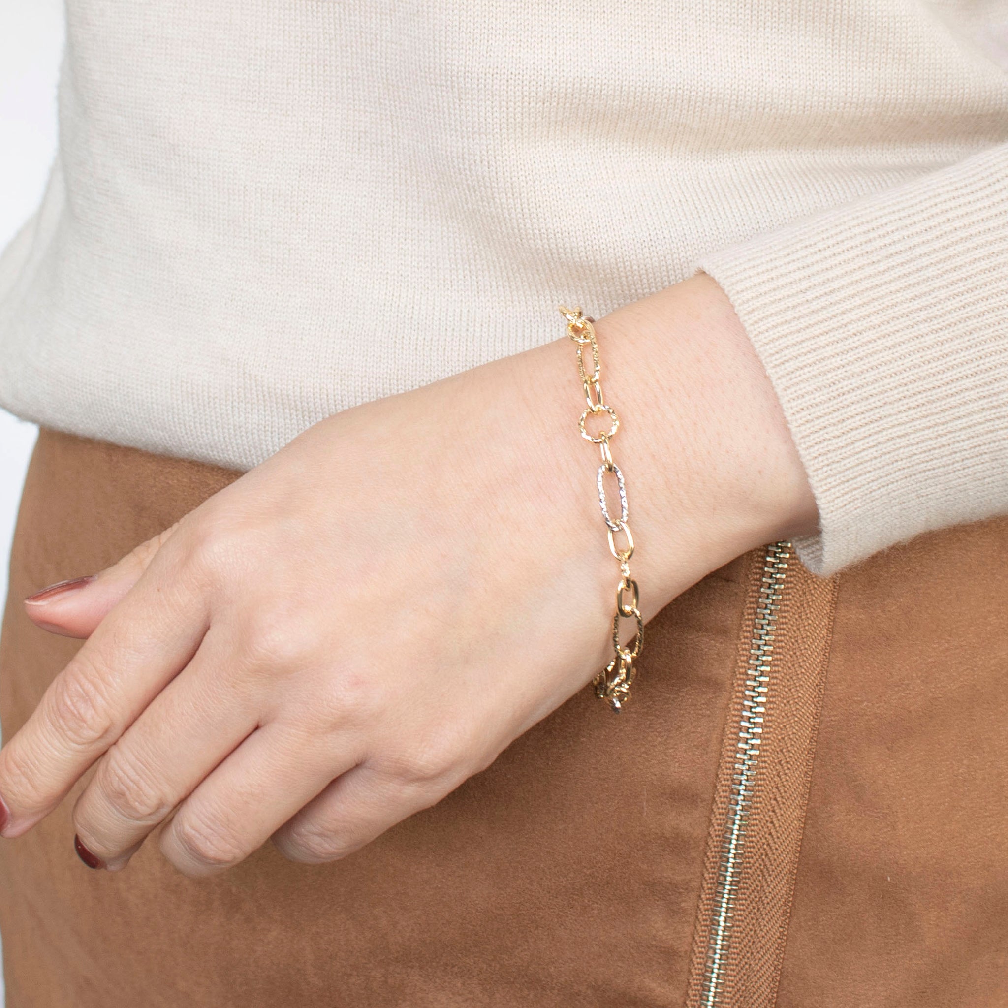 K18ブレスレット(イタリア製/コンビカラー)《23T10344》