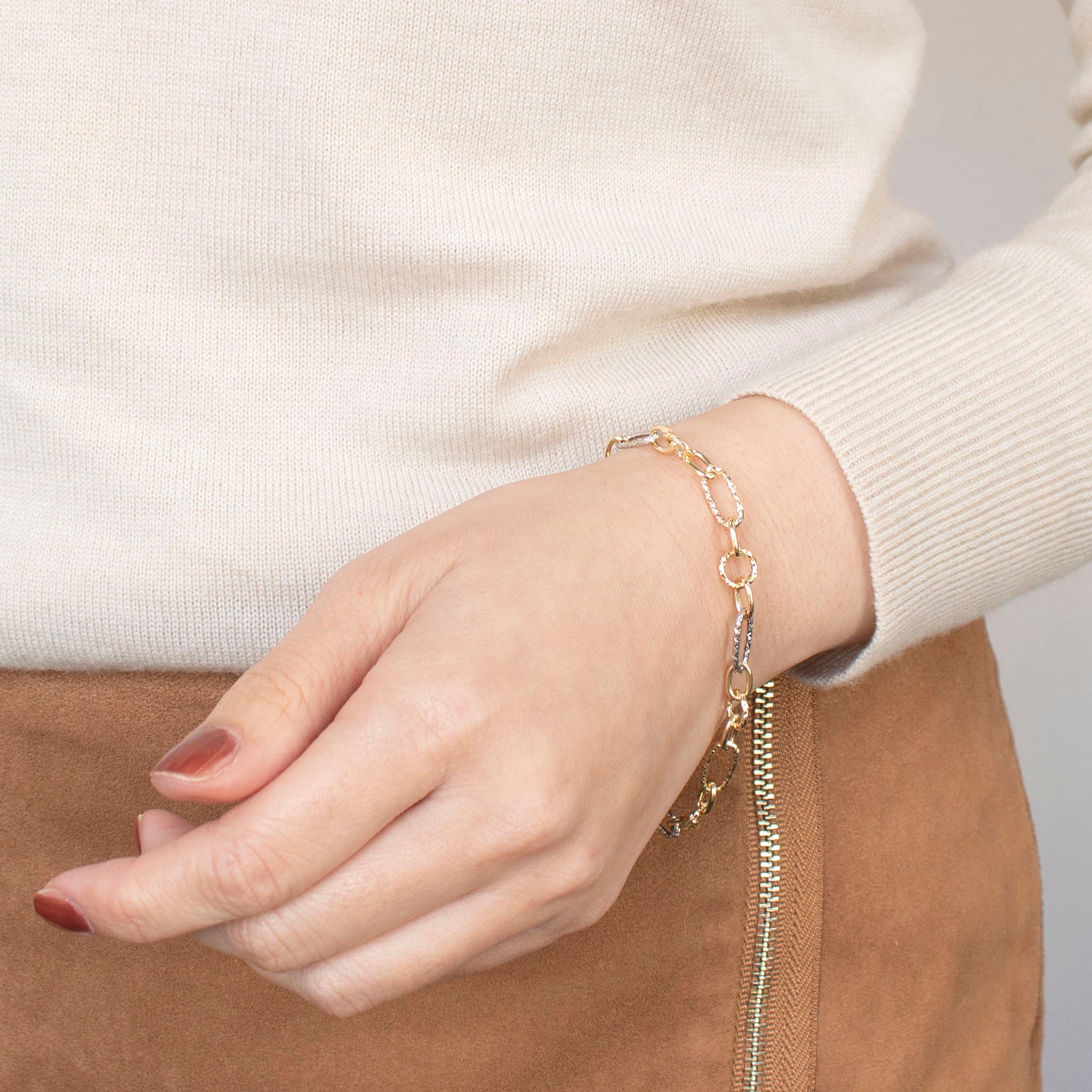 K18ブレスレット(イタリア製/コンビカラー)《23T10344》