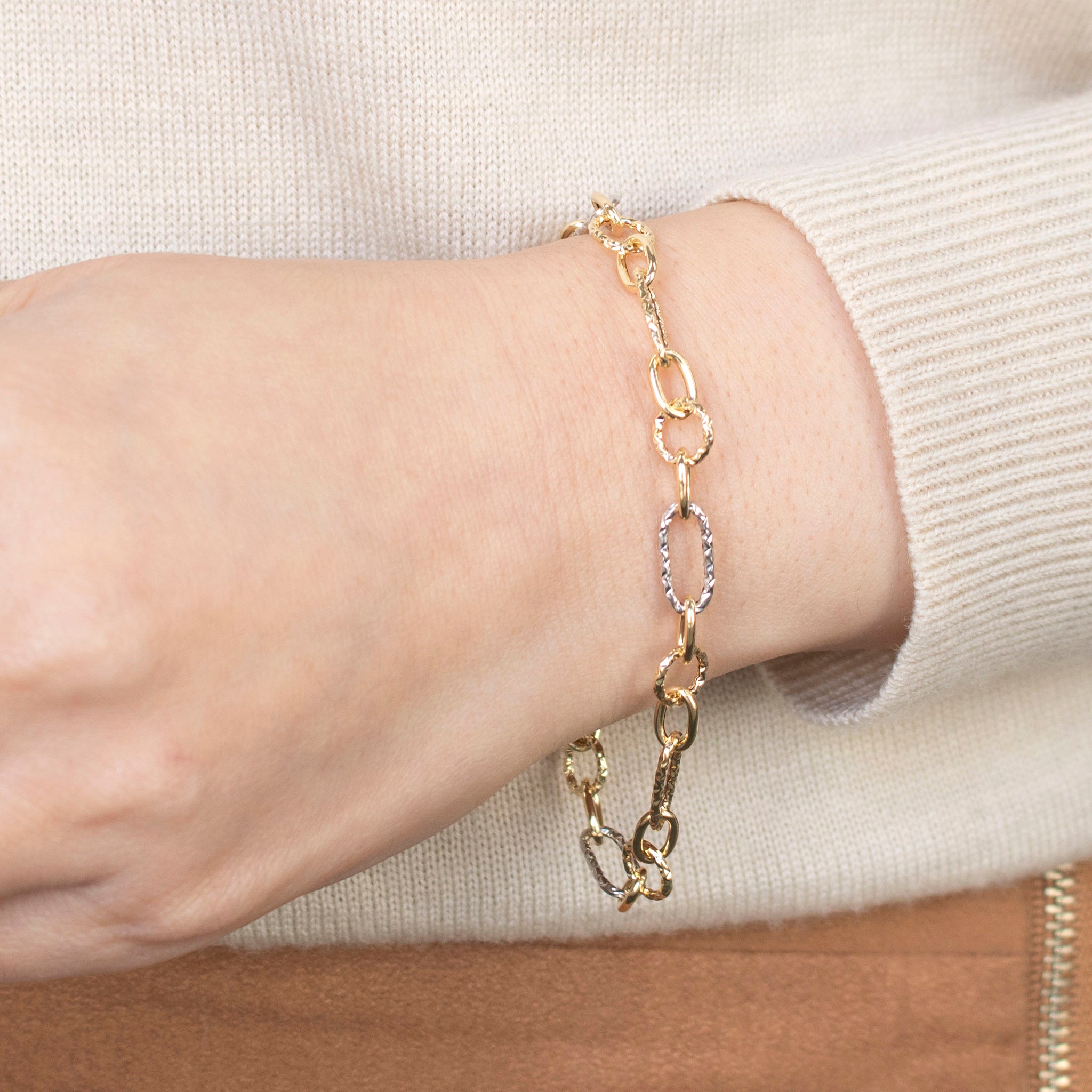 K18ブレスレット(イタリア製/コンビカラー)《23T10344》