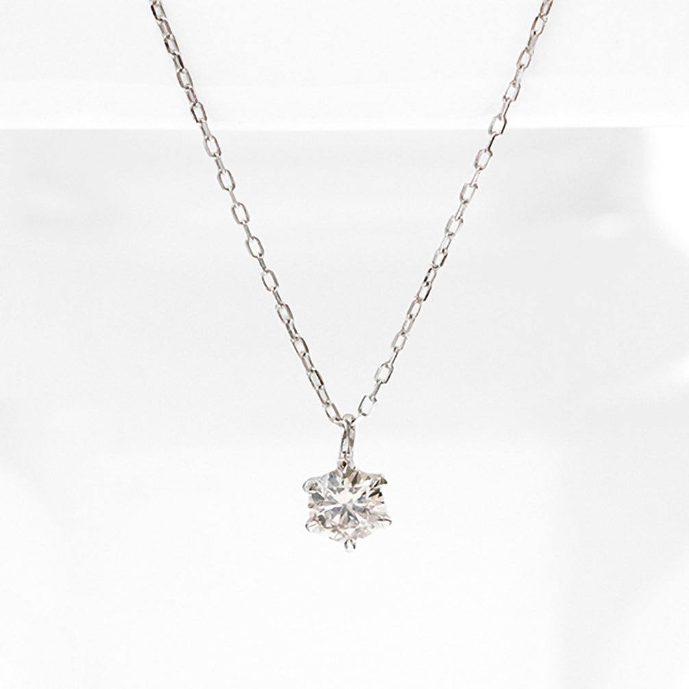 ダイヤモンド プラチナネックレス(0.2カラット/6本爪/大特価/一粒/4月誕生石)《23TZ0101》