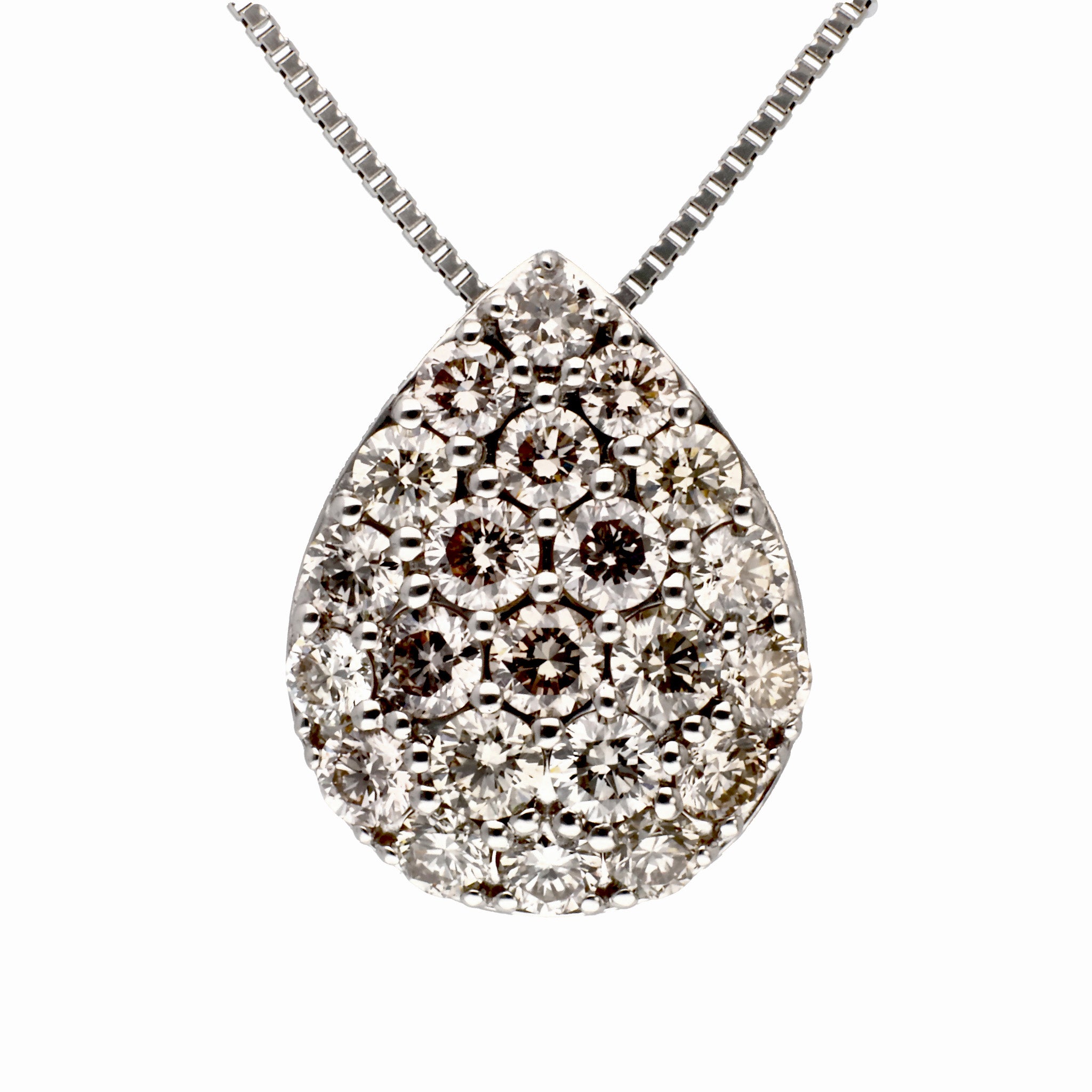 ダイヤモンド プラチナネックレス(計1.0カラット/ブラウン系/パヴェ雫/1st記念商品)《JPDD1936》