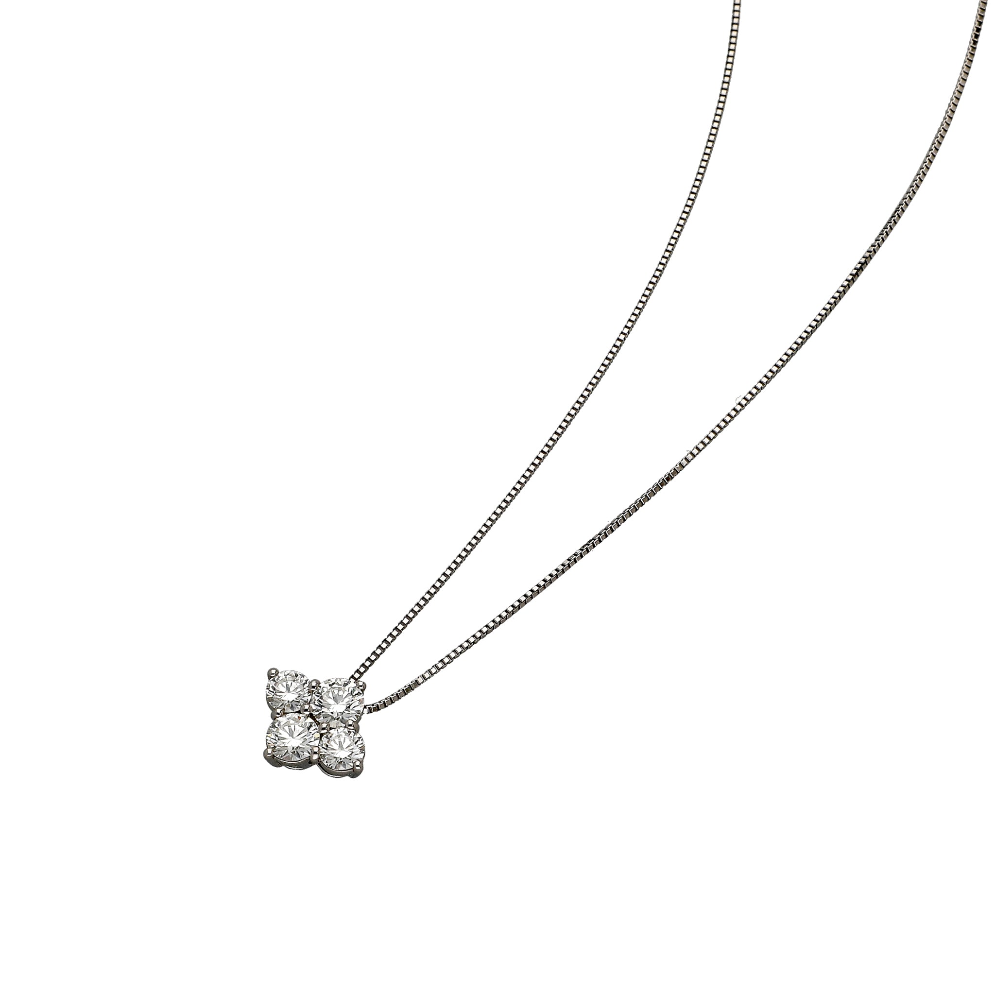 ダイヤモンド プラチナネックレス(計1.0カラット/4石フラワー/Hカラー/SI2/EX/1st記念商品)《JPDD1930》