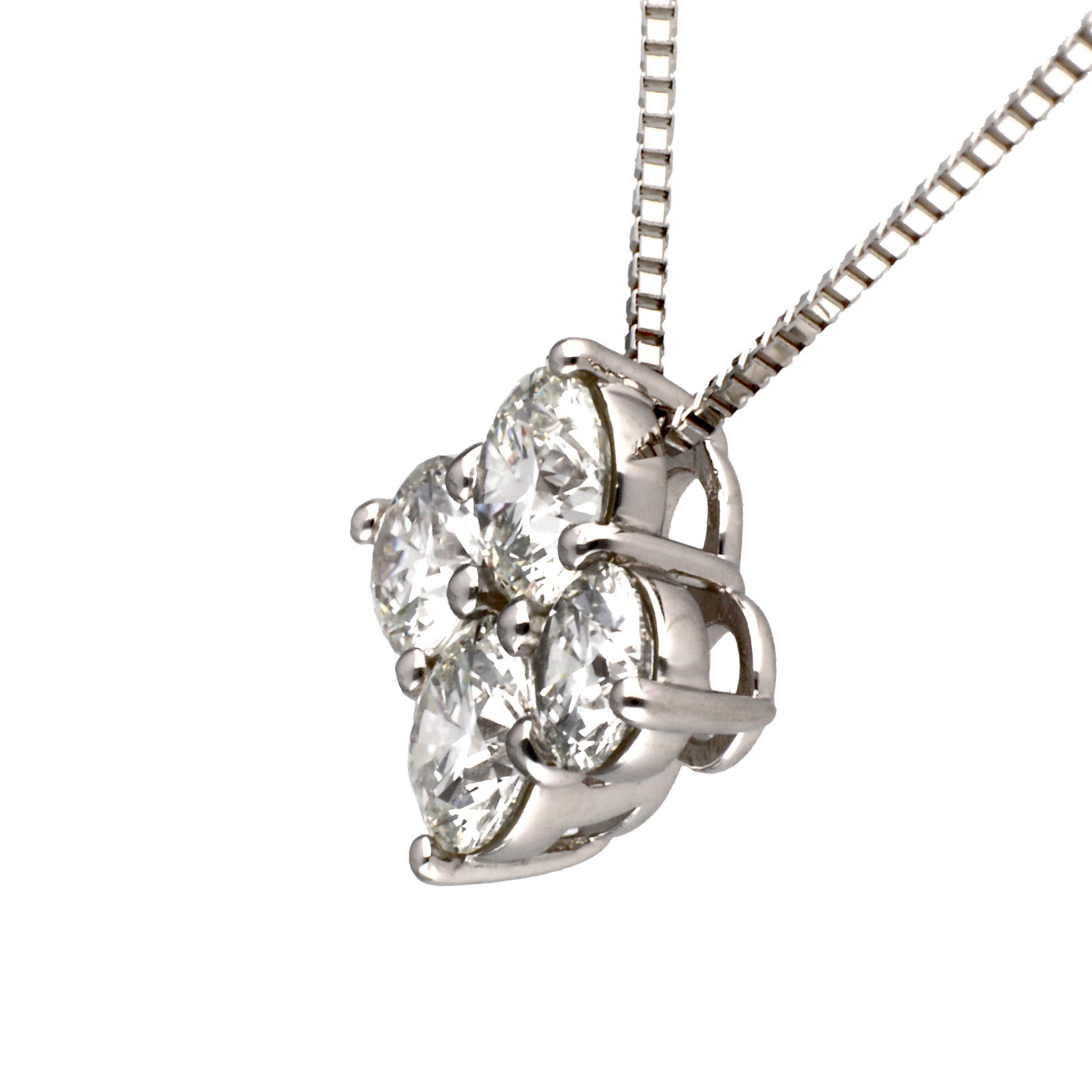 ダイヤモンド プラチナネックレス(計1.0カラット/4石フラワー/Hカラー/SI2/EX/1st記念商品)《JPDD1930》