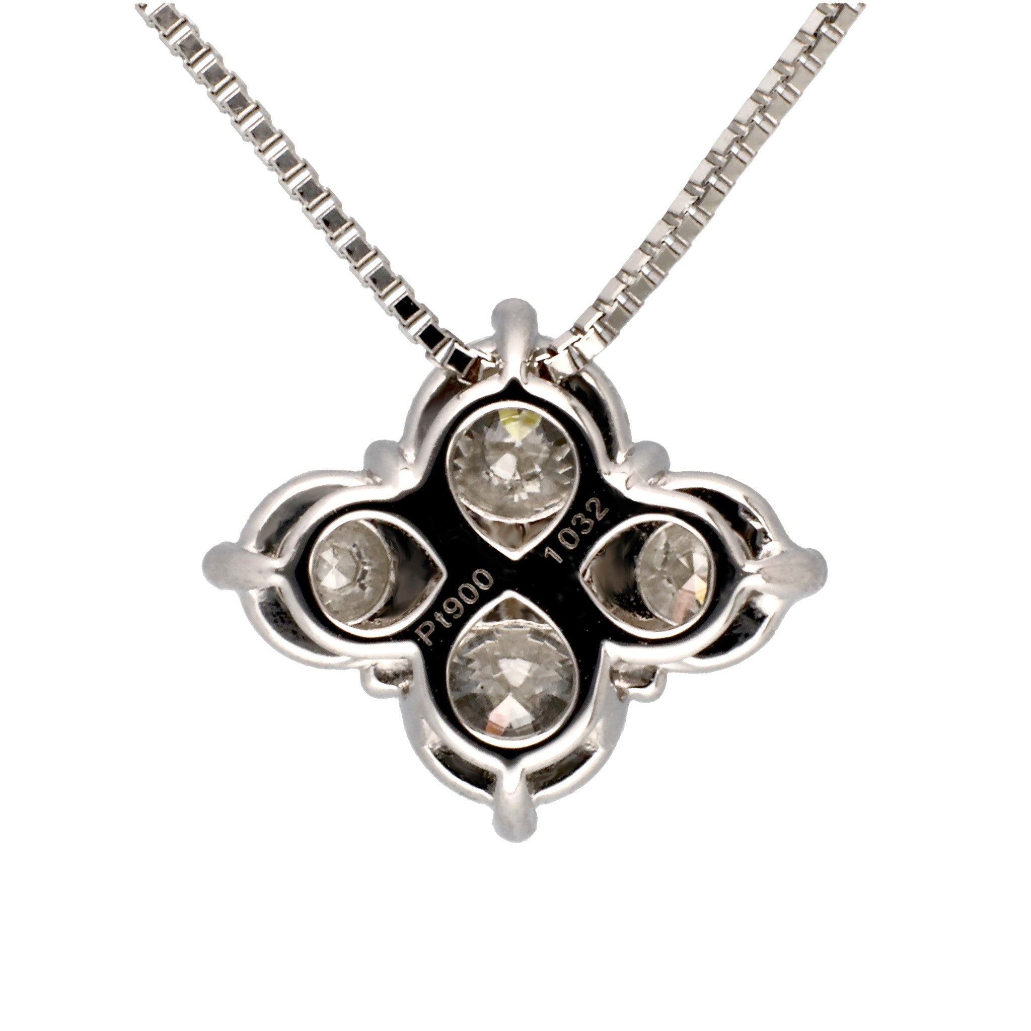 ダイヤモンド プラチナネックレス(計1.0カラット/4石フラワー/Hカラー/SI2/EX/1st記念商品)《JPDD1930》