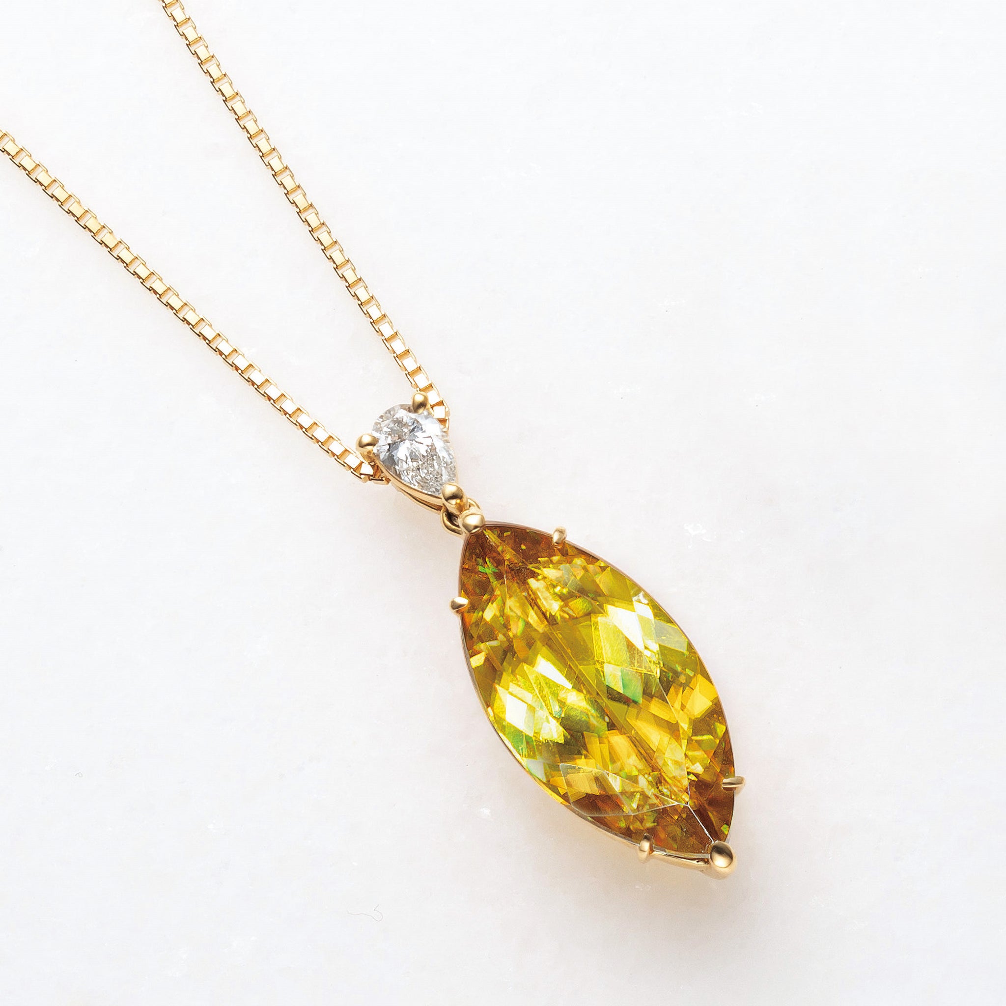 限定1点】スフェーン/ダイヤモンド K18ネックレス(5.2カラット  