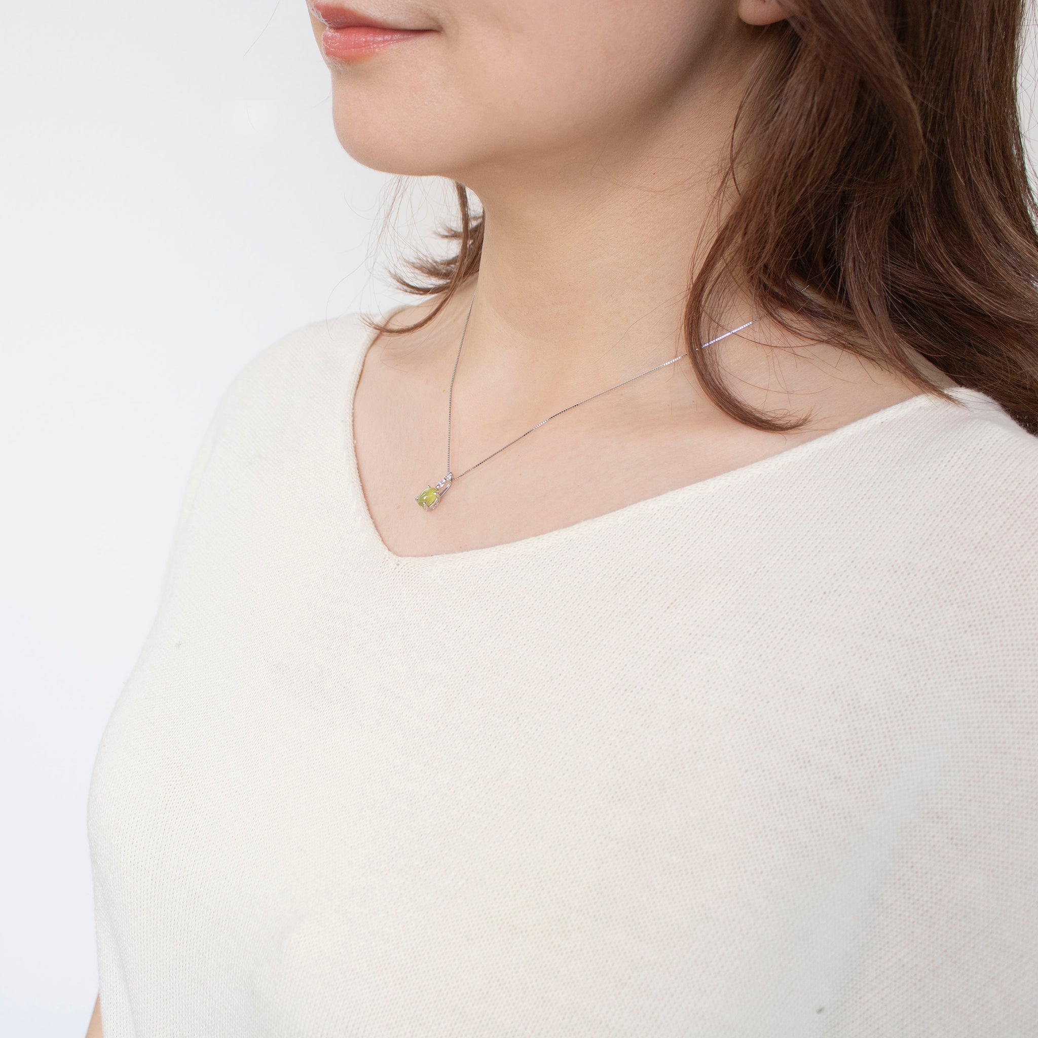 【限定1点】クリソベリルキャッツアイ/ダイヤモンド プラチナネックレス(1.17カラット/2月誕生石)《24T10102》