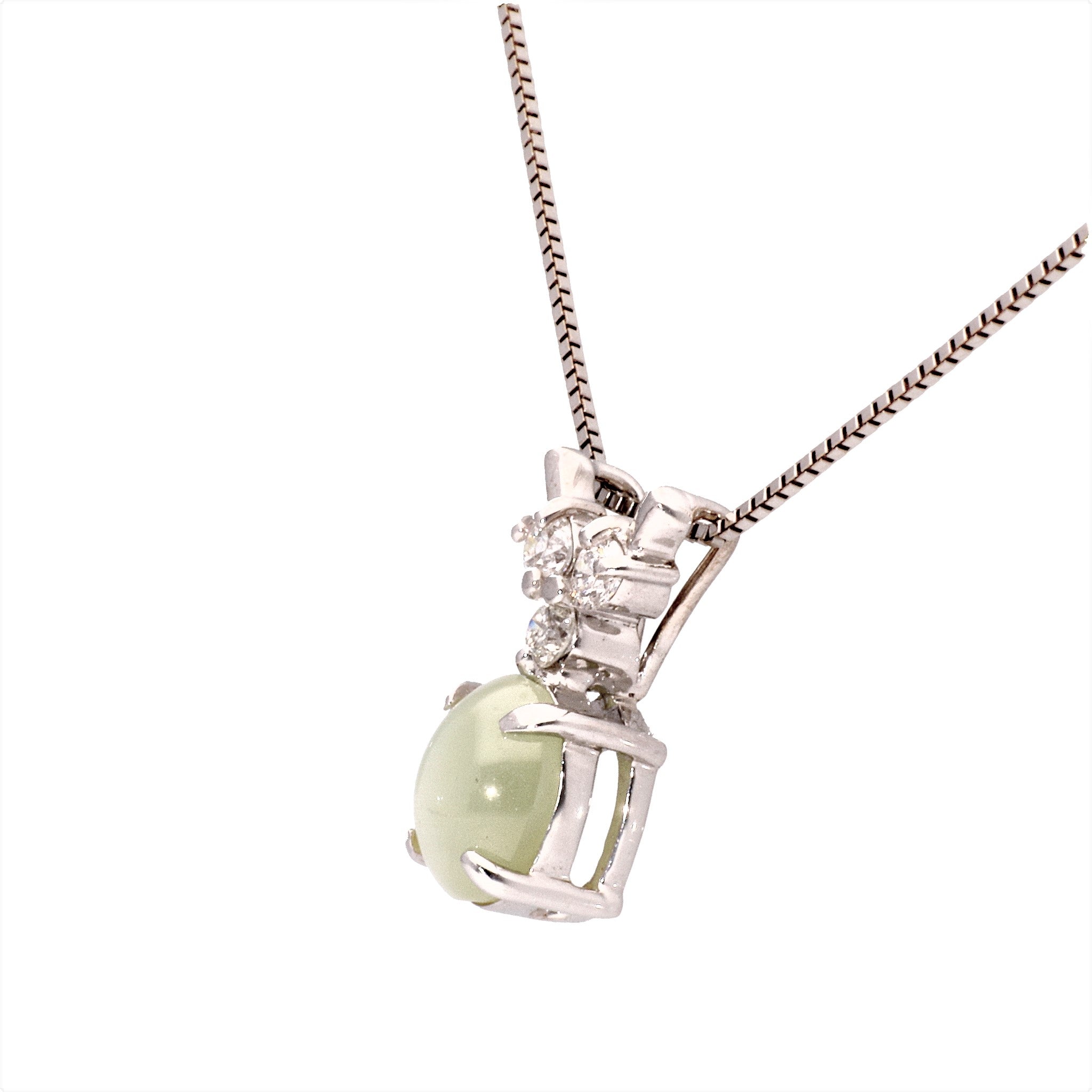 【限定2点】クリソベリルキャッツアイ/ダイヤモンド K18ネックレス(1.3カラット/2月誕生石)《24T10103》