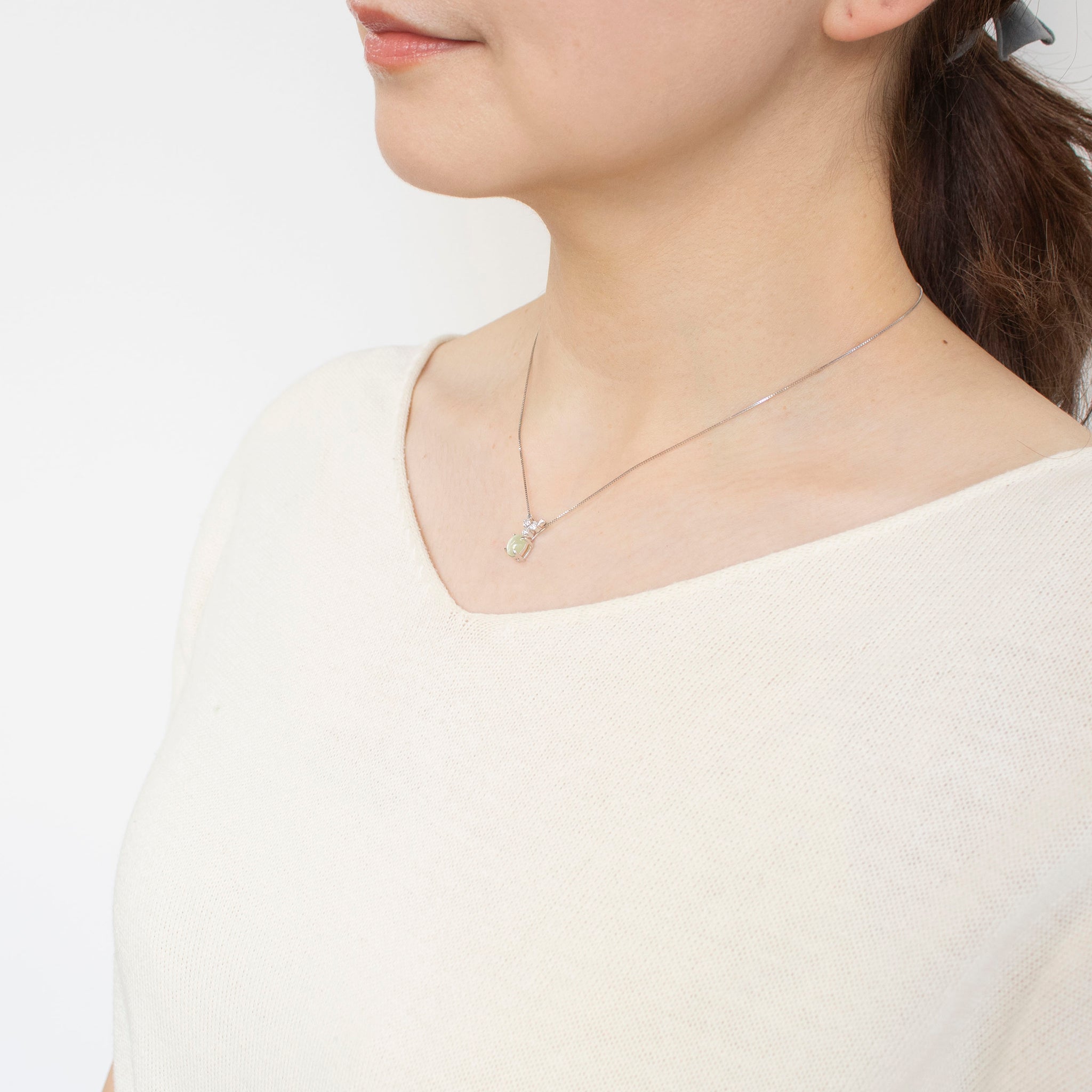 【限定2点】クリソベリルキャッツアイ/ダイヤモンド K18ネックレス(1.3カラット/2月誕生石)《24T10103》