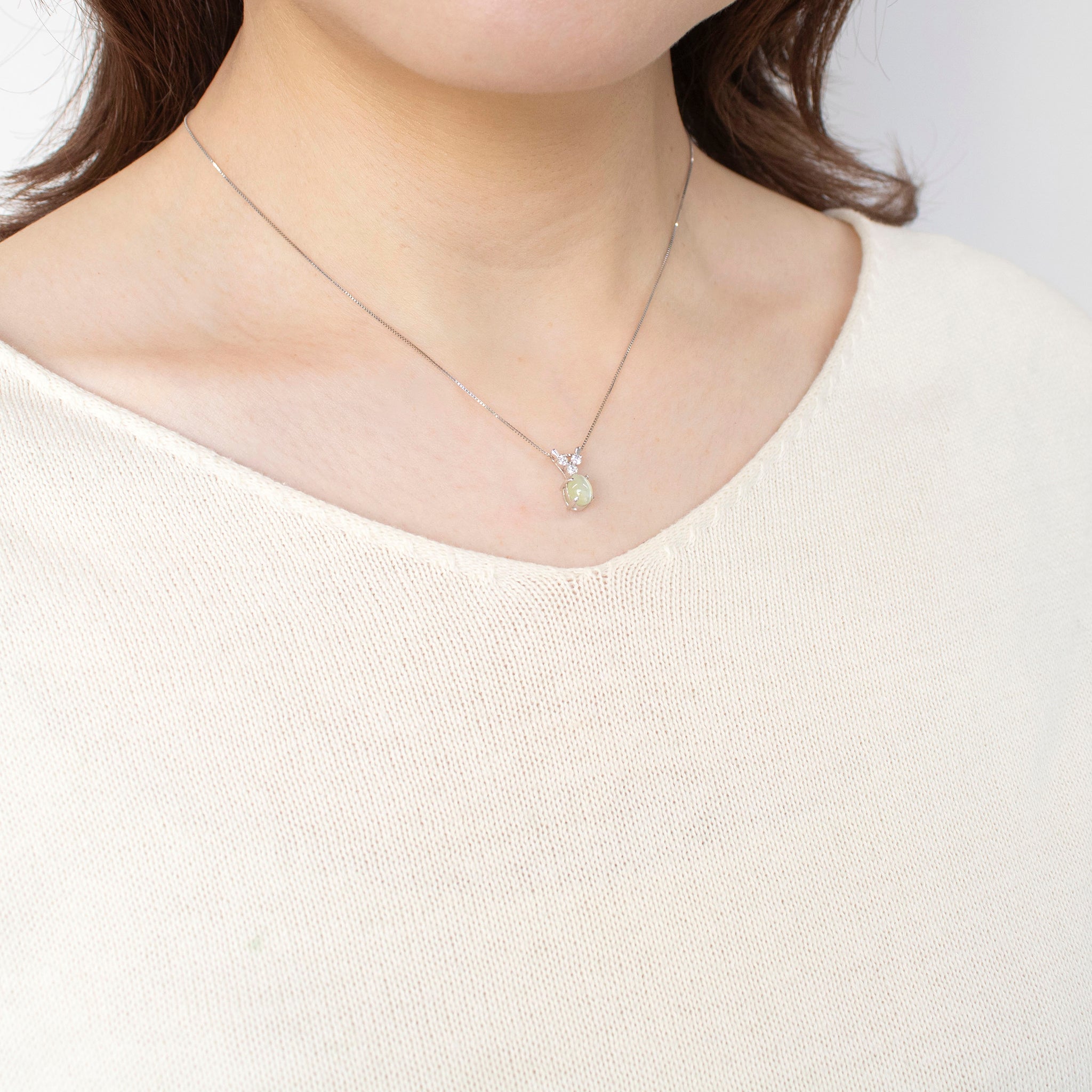 【限定2点】クリソベリルキャッツアイ/ダイヤモンド K18ネックレス(1.3カラット/2月誕生石)《24T10103》