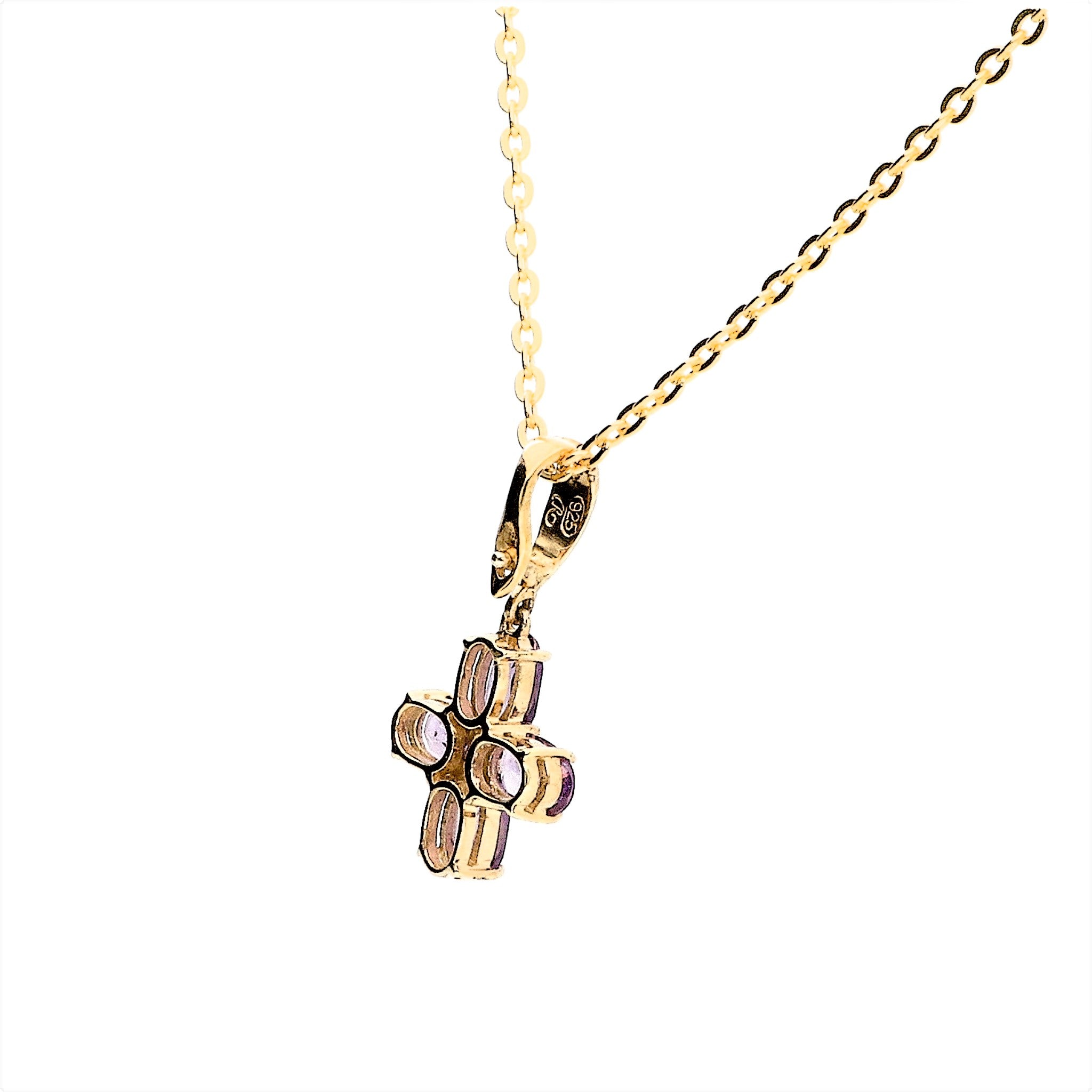 アメシスト シルバーネックレス(クロスモチーフ/2月誕生石)《24T10106》