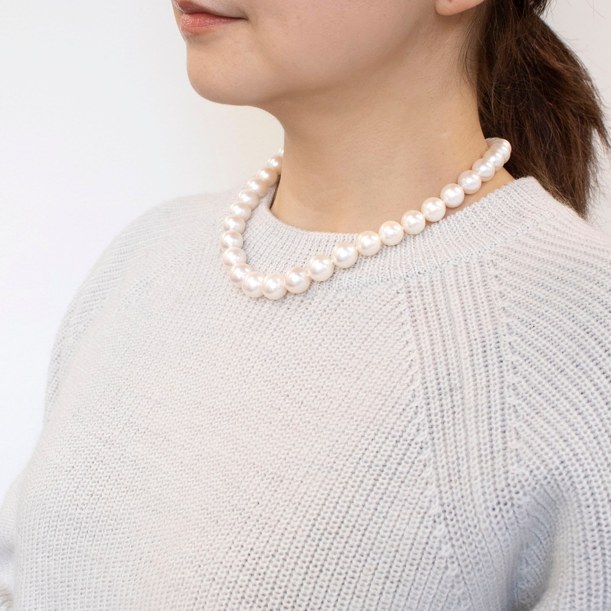 【限定1点】パール K14WGネックレス(アコヤ真珠/10~12.2mm/オールナッツ/パールキーパー/お手入れクロス/6月誕生石)《24T10111》