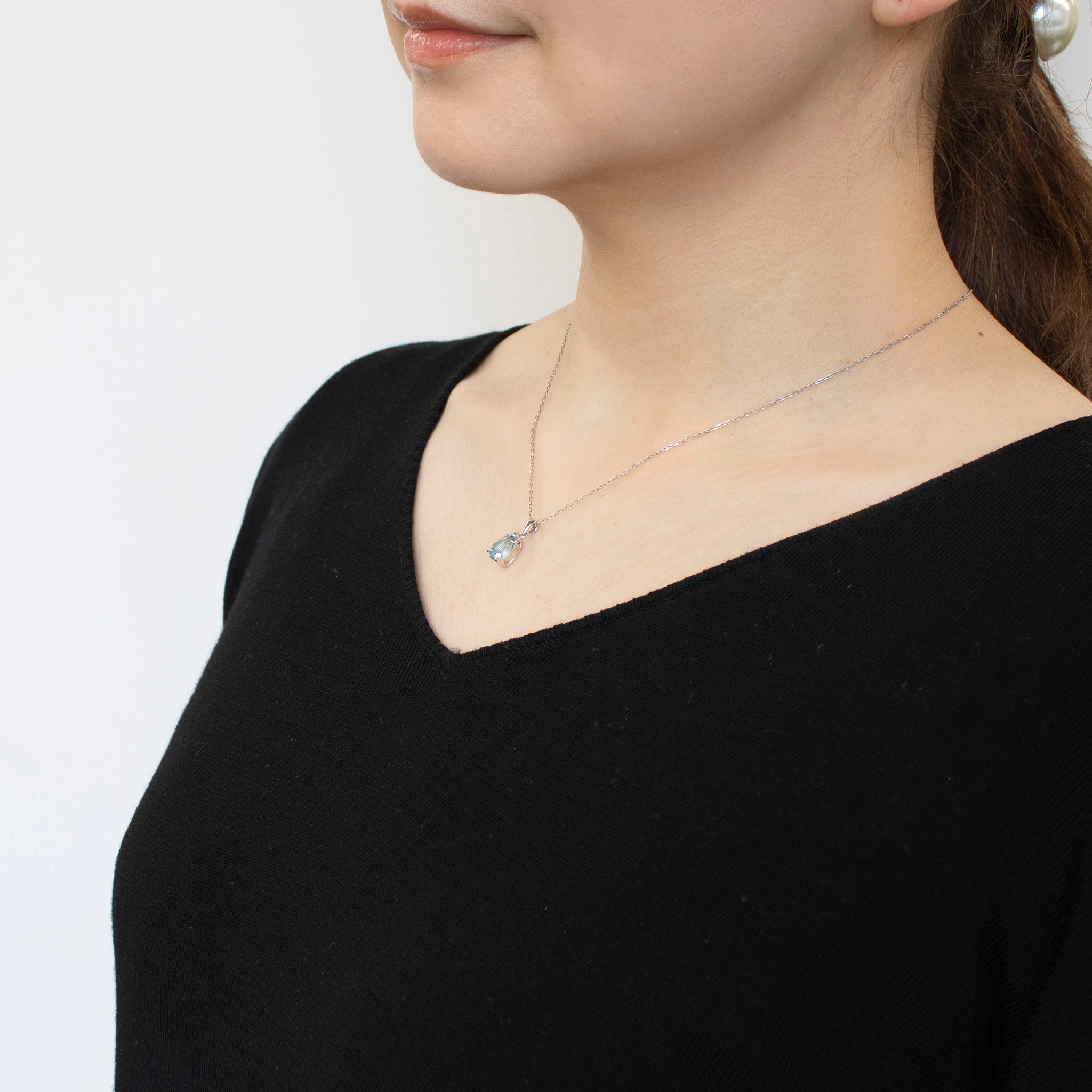 【限定数7】アクアマリン プラチナネックレス(1.4カラット/3月誕生石)《24T10121》