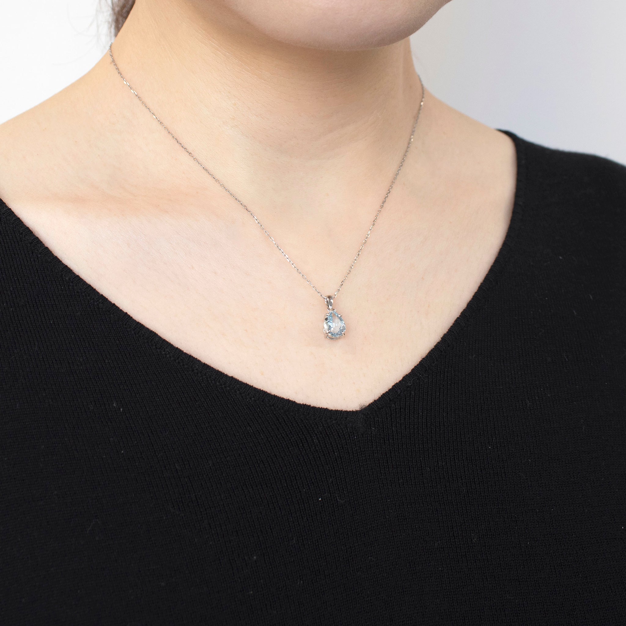 【限定数7】アクアマリン プラチナネックレス(1.4カラット/3月誕生石)《24T10121》