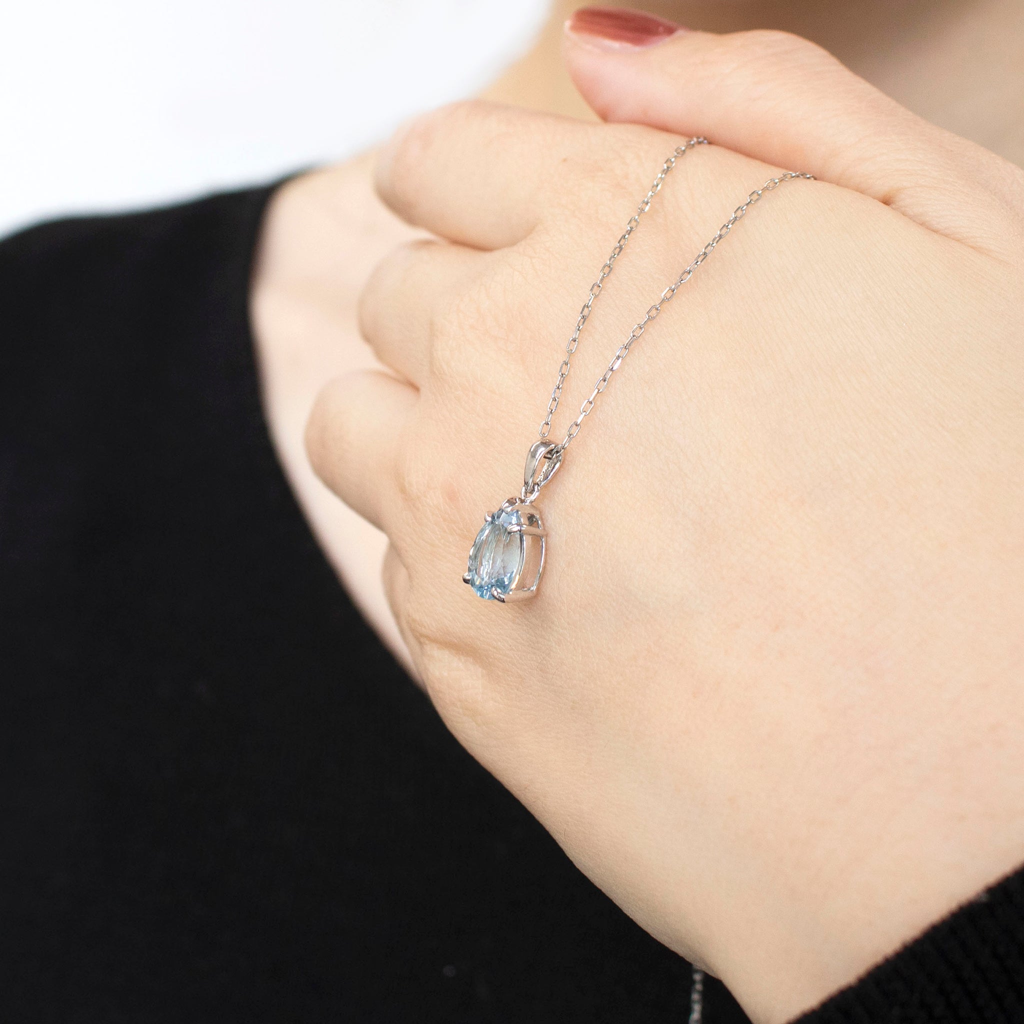 【限定数7】アクアマリン プラチナネックレス(1.4カラット/3月誕生石)《24T10121》