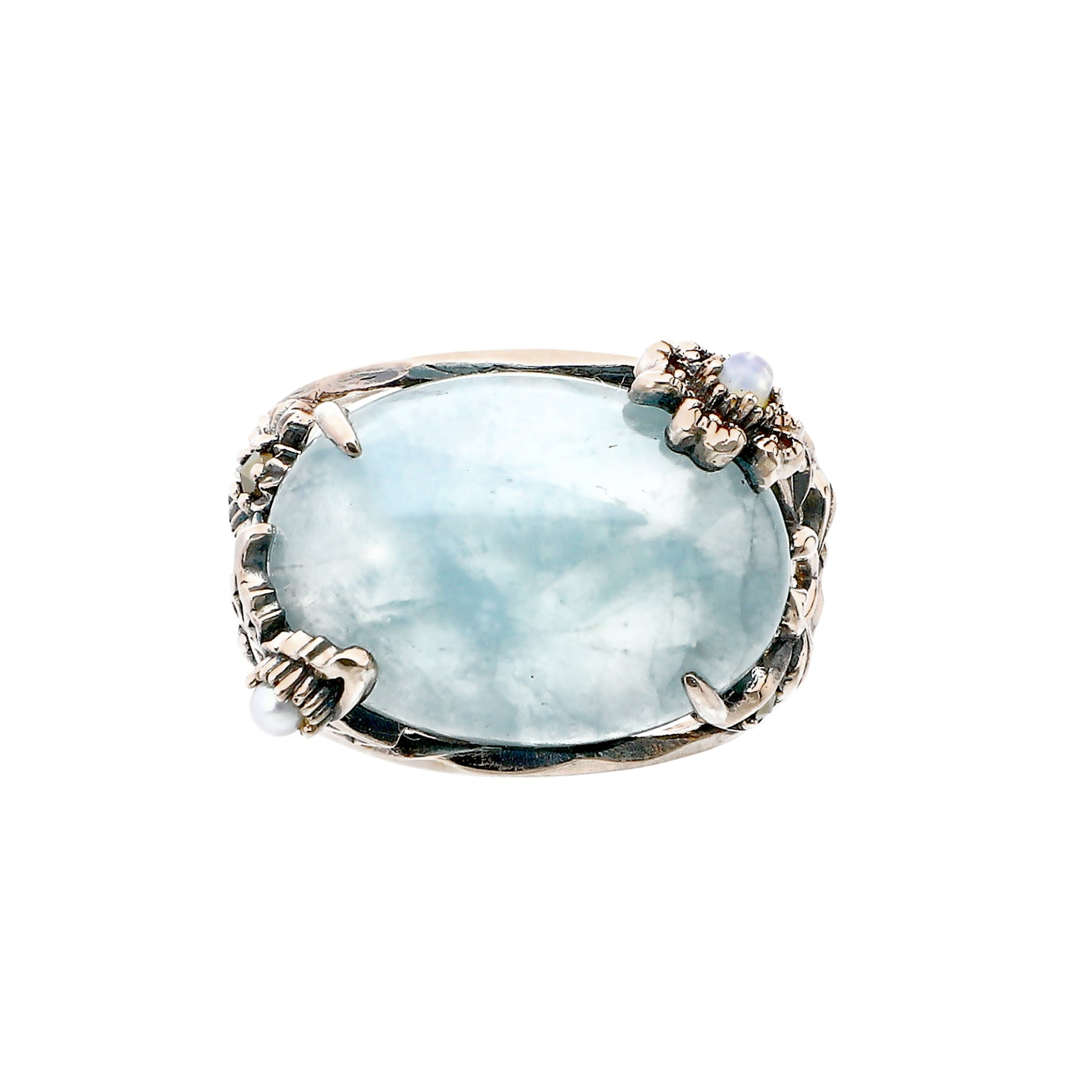 アクアマリン/オパール シルバーリング(11.0カラット/3月誕生石)《24T10122》