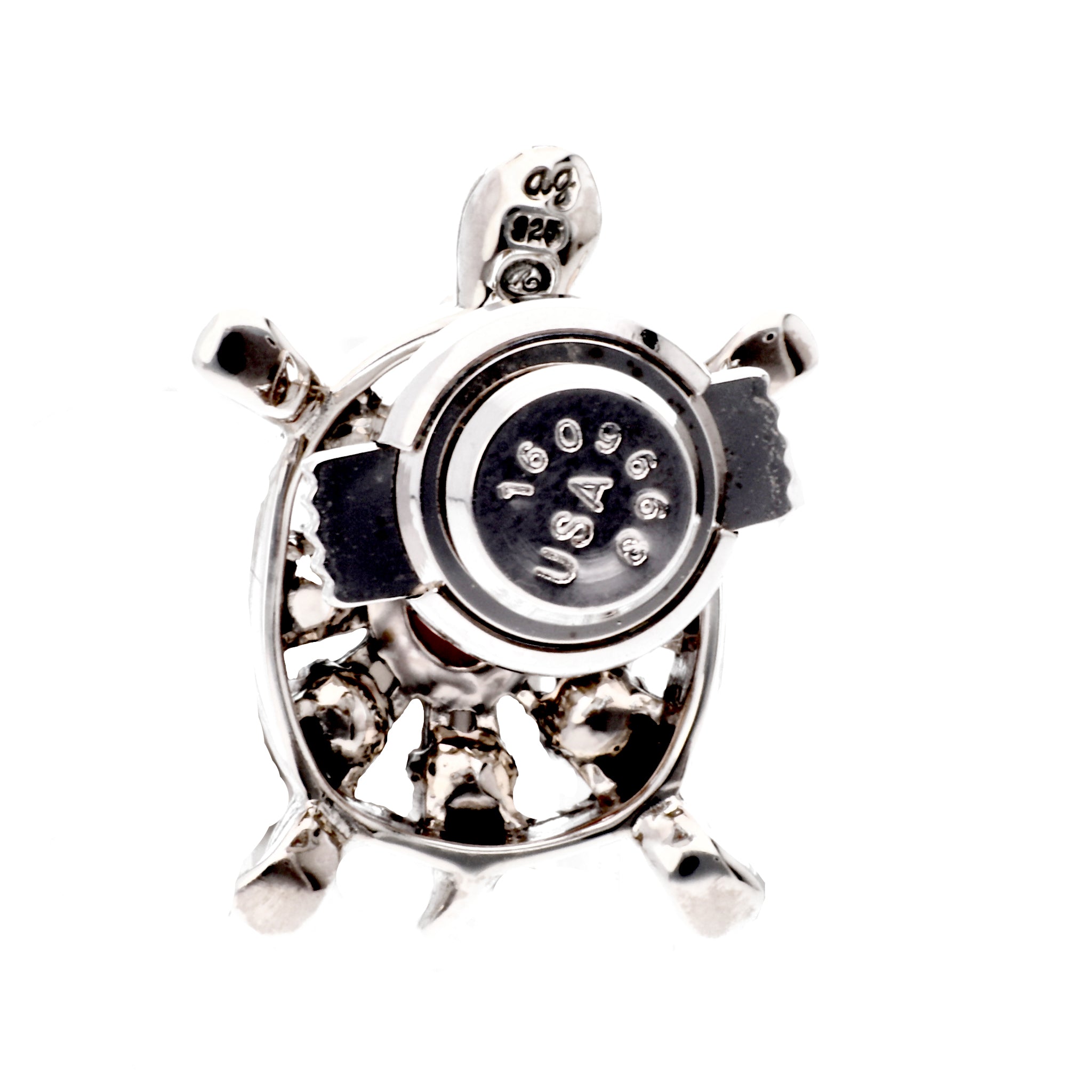 珊瑚(さんご)/パール シルバーブローチ(淡水真珠/カメモチーフ/3月誕生石)《24T10130》