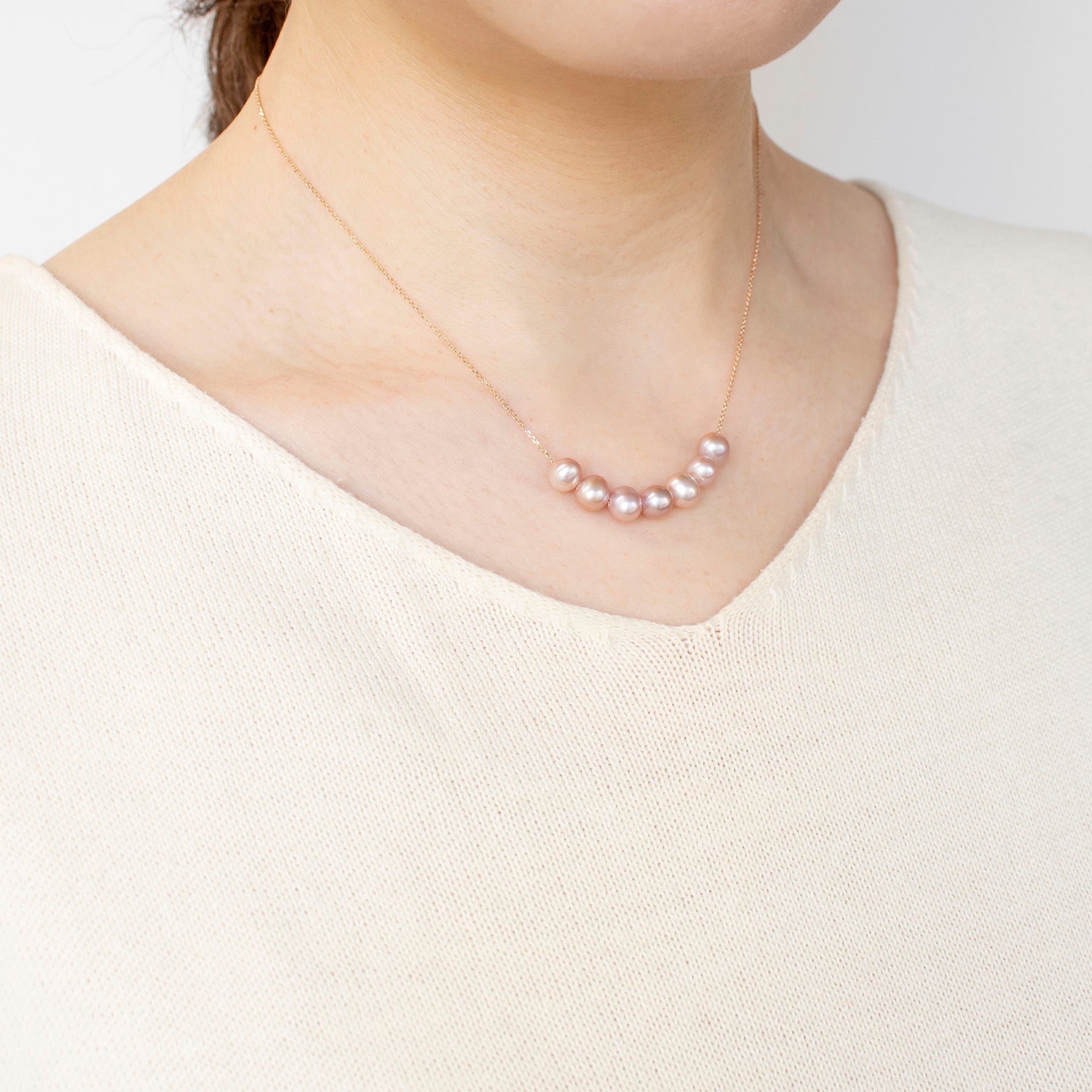 パール K18ネックレス(淡水真珠/6mm/パープルピンク系/6月誕生石)《24T10175》