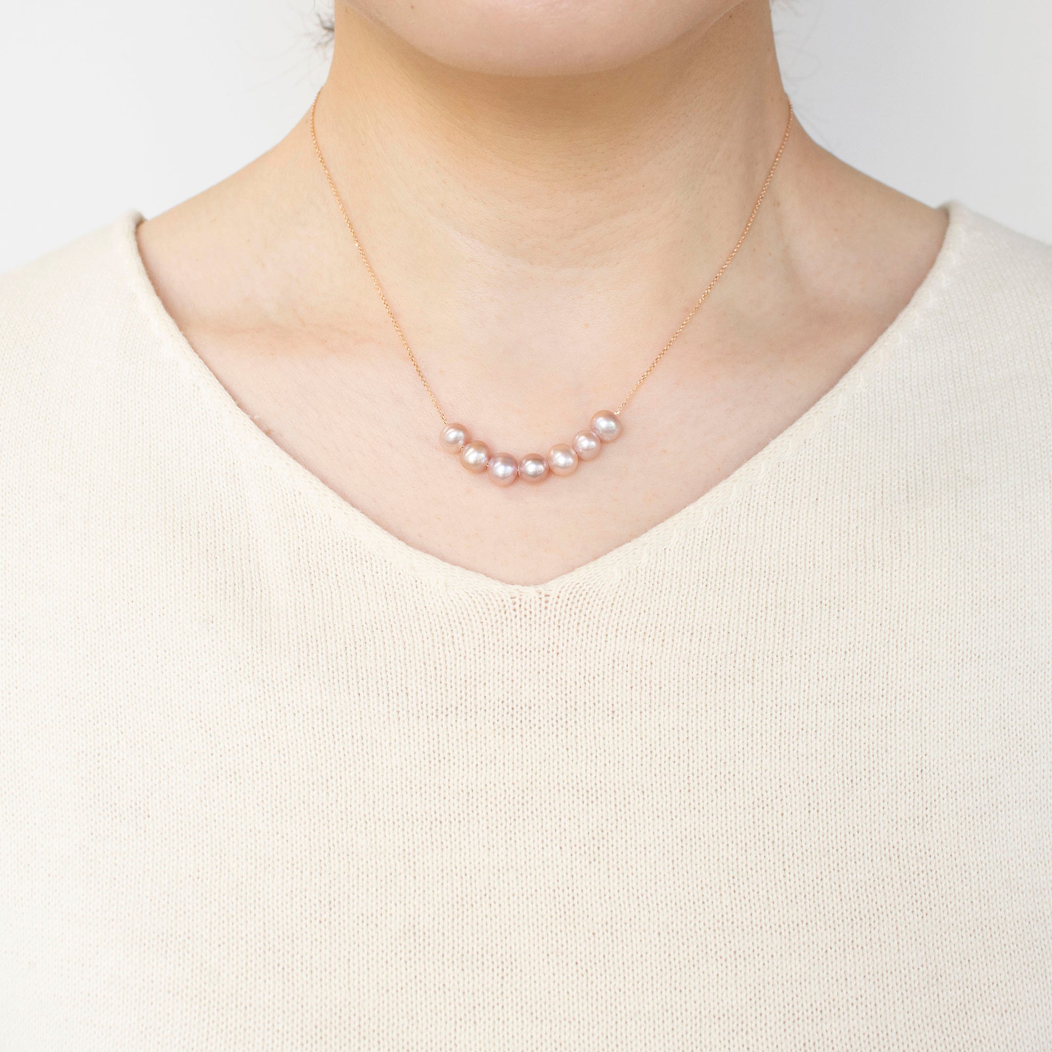 パール K18ネックレス(淡水真珠/6mm/パープルピンク系/6月誕生石)《24T10175》