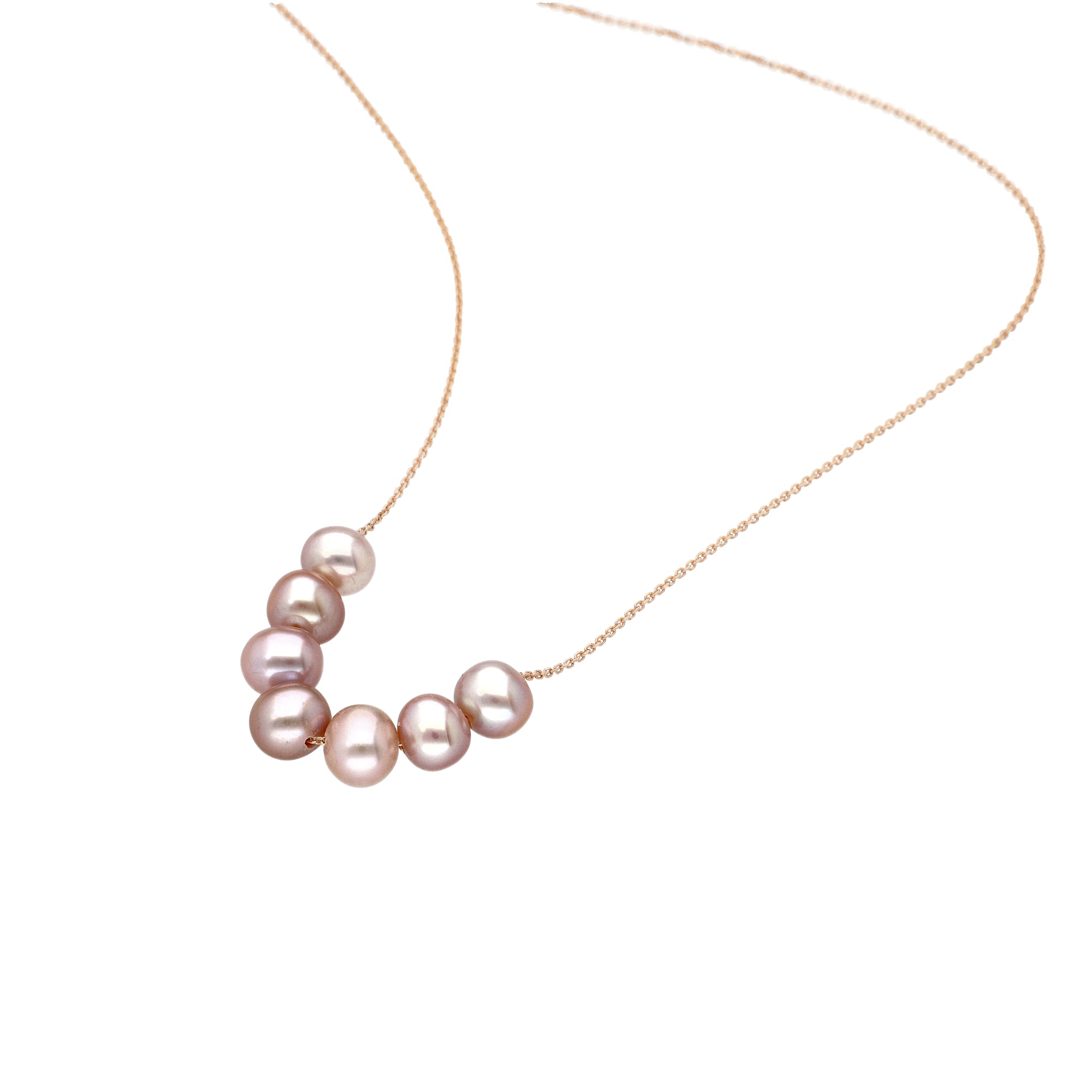 パール K18ネックレス(淡水真珠/6mm/パープルピンク系/6月誕生石)《24T10175》