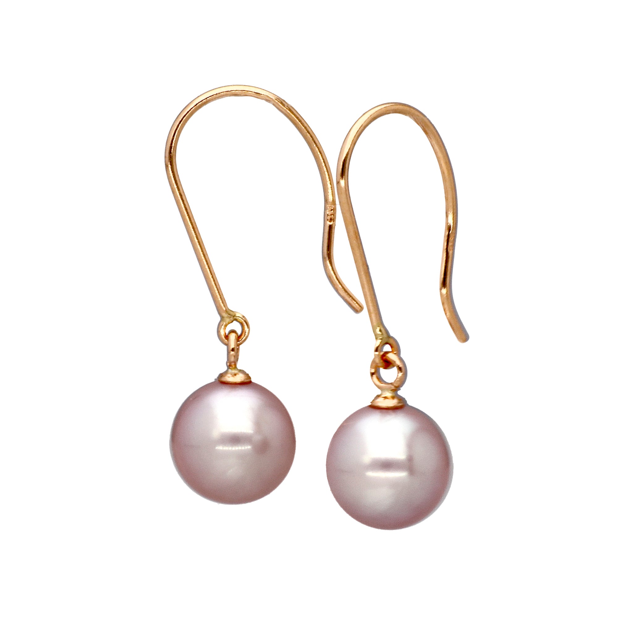 パール K18ピアス(淡水真珠/7mm/パープルピンク系/6月誕生石)《24T10176》