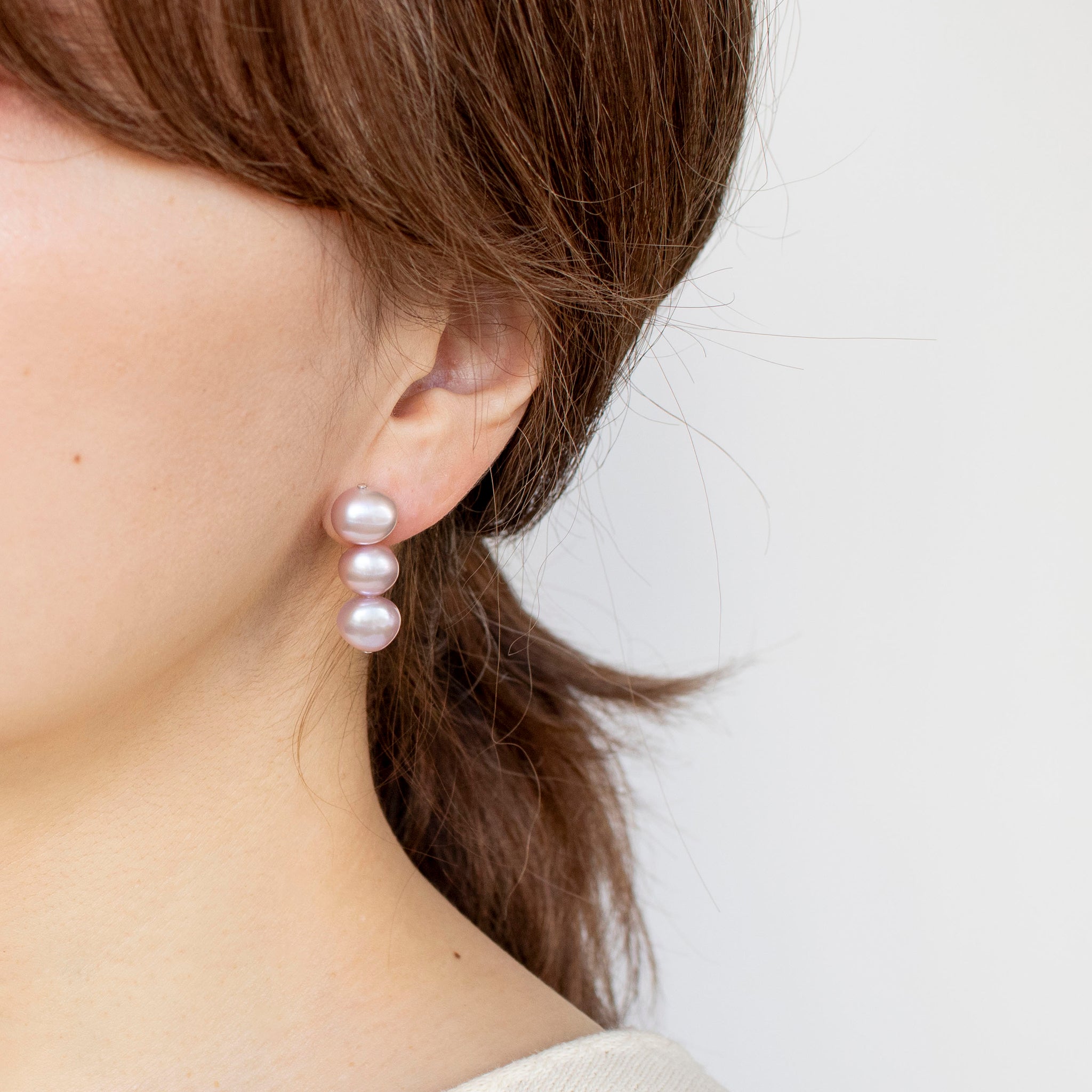 【限定10点】パール シルバーイヤリング(淡水真珠/7mm/バロック/パープルピンク系/6月誕生石)《24T10177》