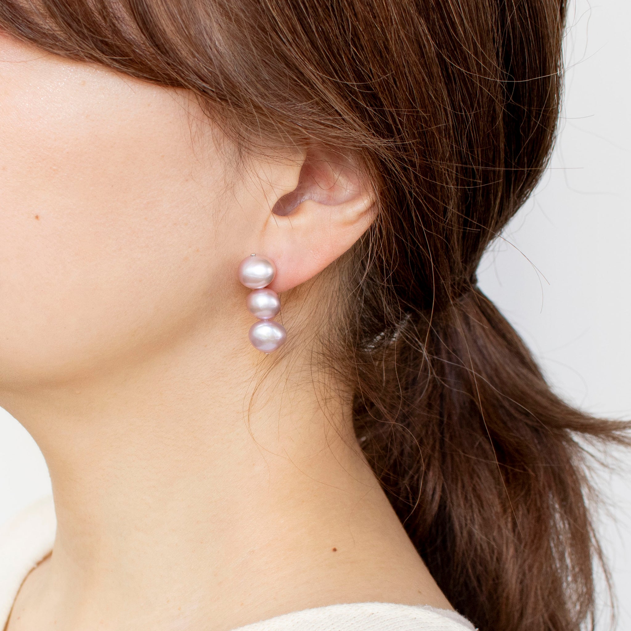 【限定10点】パール シルバーイヤリング(淡水真珠/7mm/バロック/パープルピンク系/6月誕生石)《24T10177》