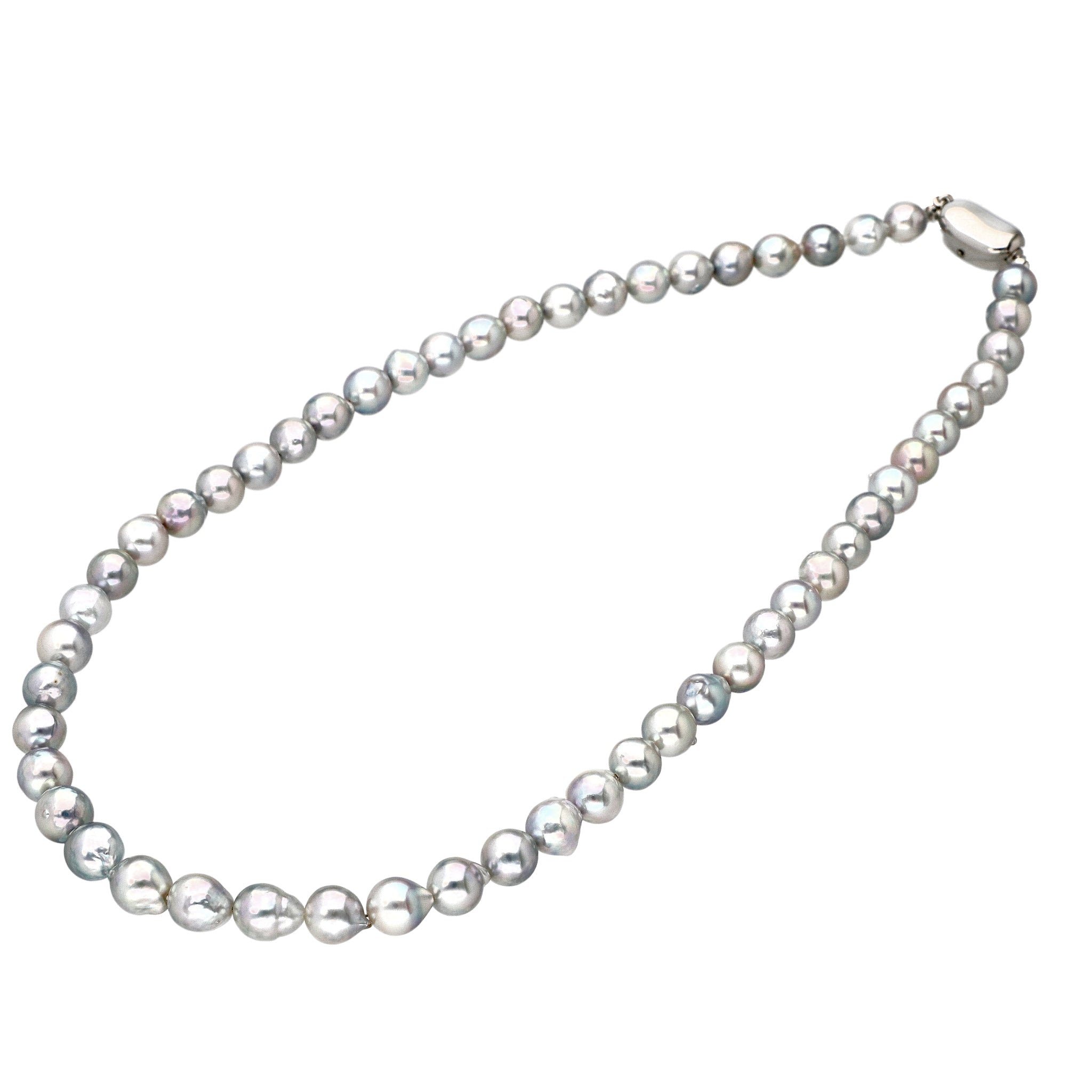 【限定1点】パールネックレス(アコヤ真珠/7mm/ナチュラルブルー系/バロック珠/6月誕生石)《24T10183》