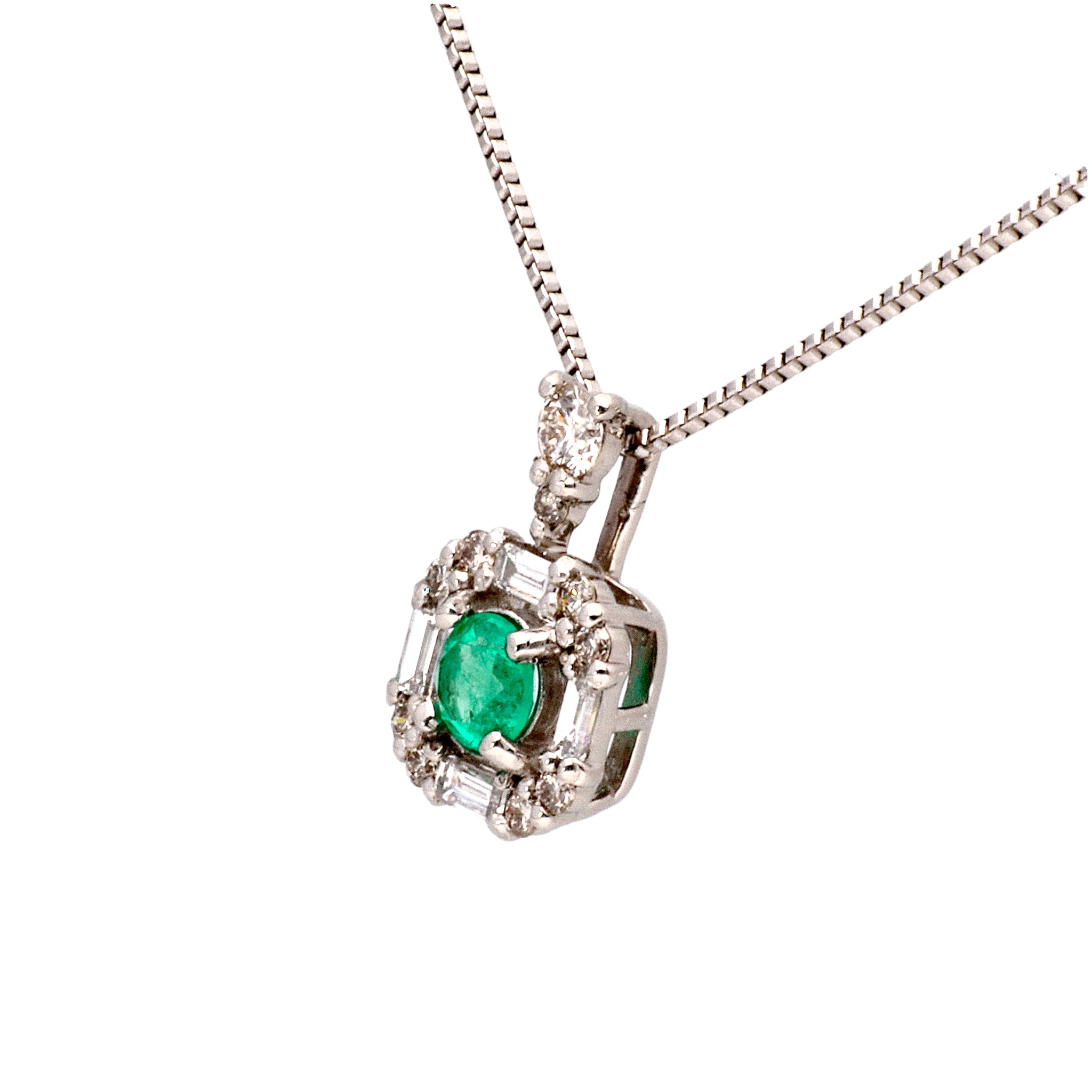 【限定3点】エメラルド/ダイヤモンド プラチナネックレス(5月誕生石)《24T10187》