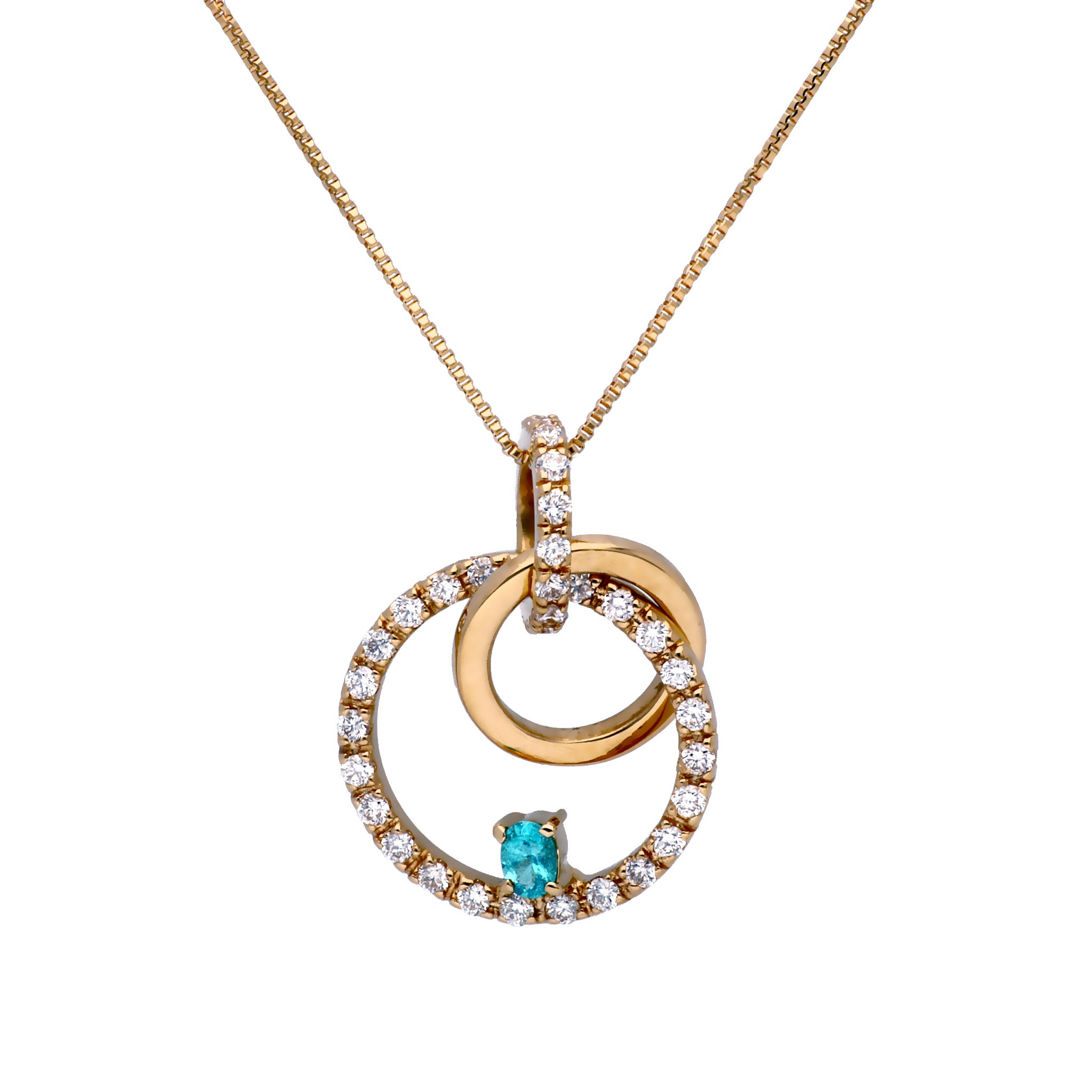 パライバトルマリン ダイヤモンドネックレスk18 鑑別書付き