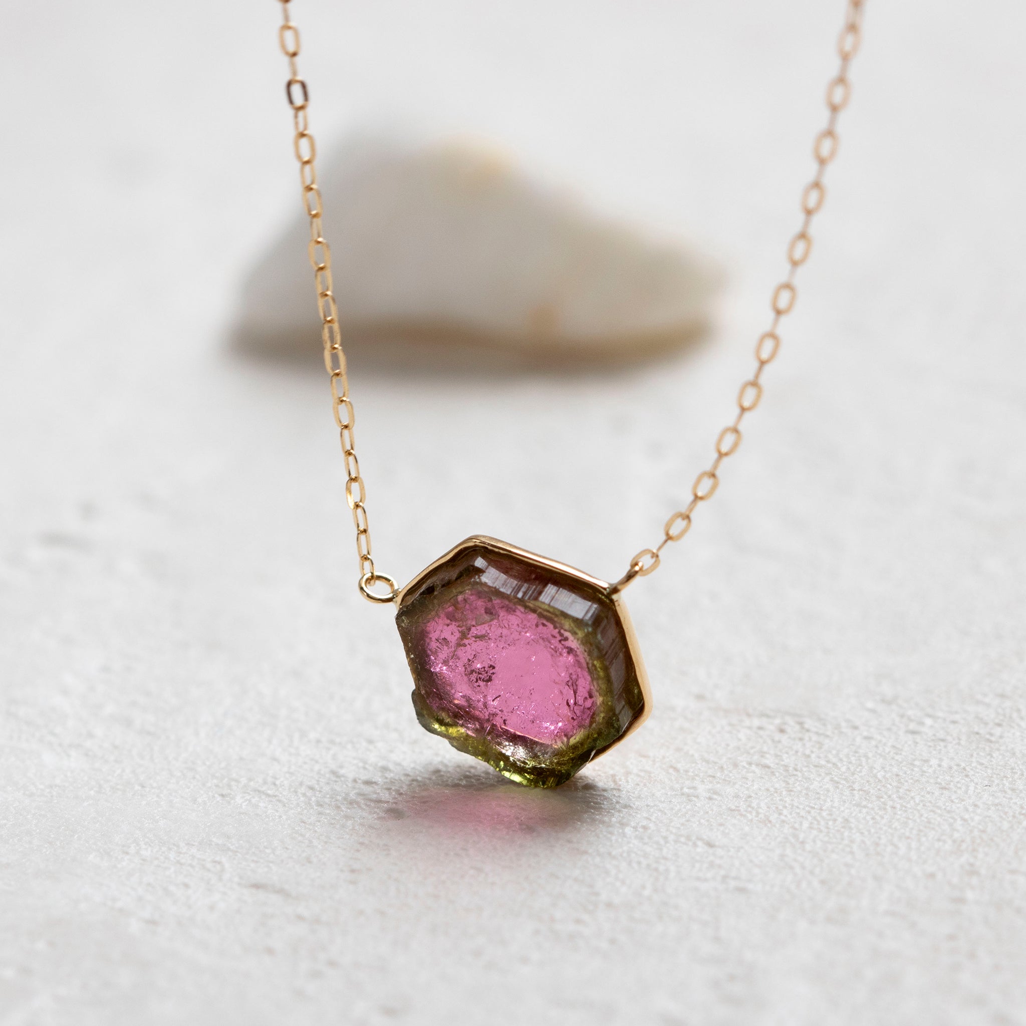 【限定1点】ウォーターメロントルマリン K18ネックレス(3.86カラット/10月誕生石)《24T10235》