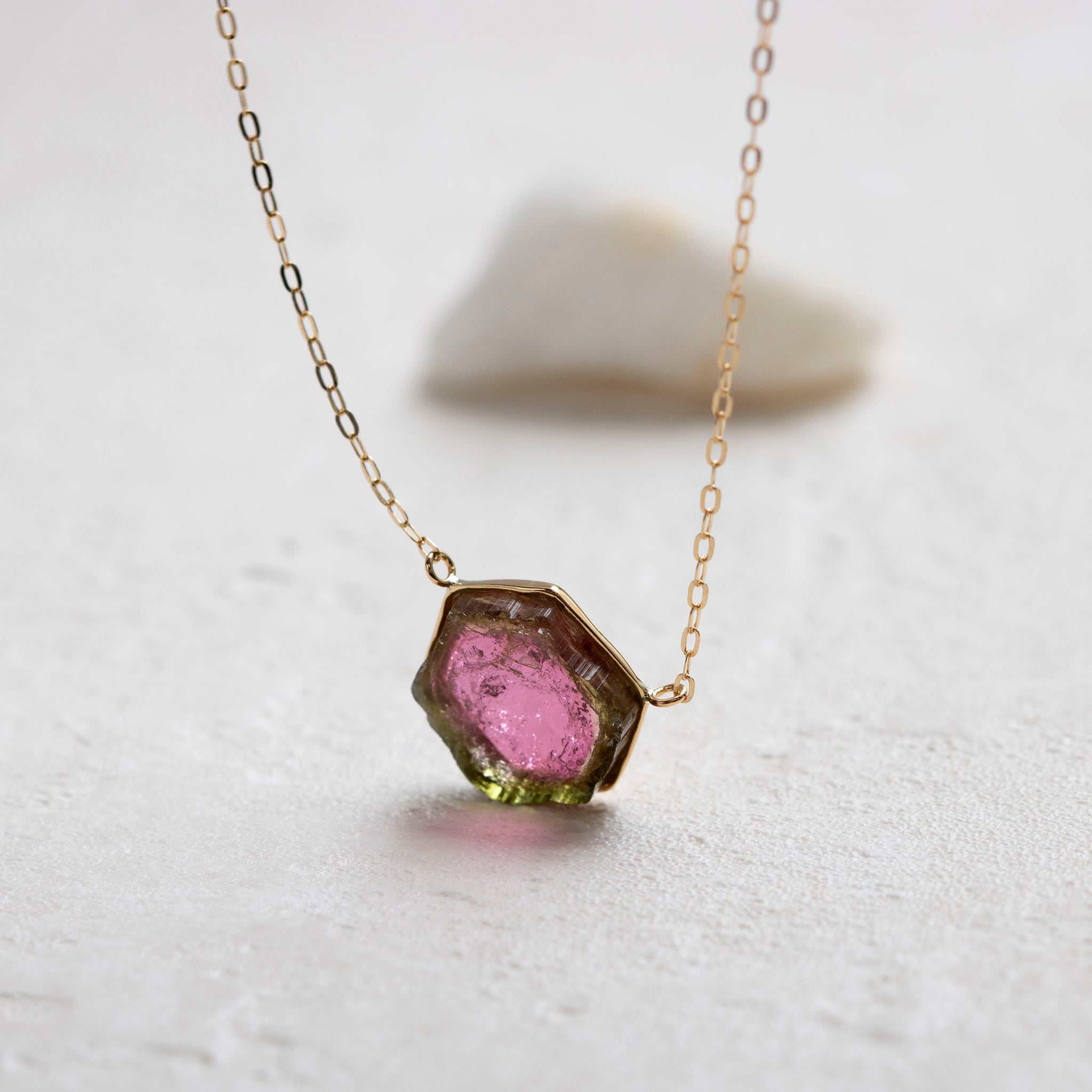 【限定1点】ウォーターメロントルマリン K18ネックレス(3.86カラット/10月誕生石)《24T10235》